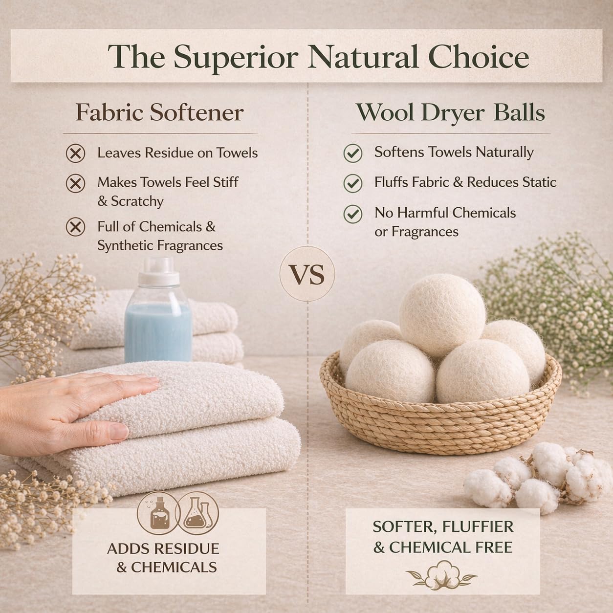 Wool Dryer Balls XL 6-Pack – 100% New Zealand Wool Laundry Balls – Natural Fabric Softener