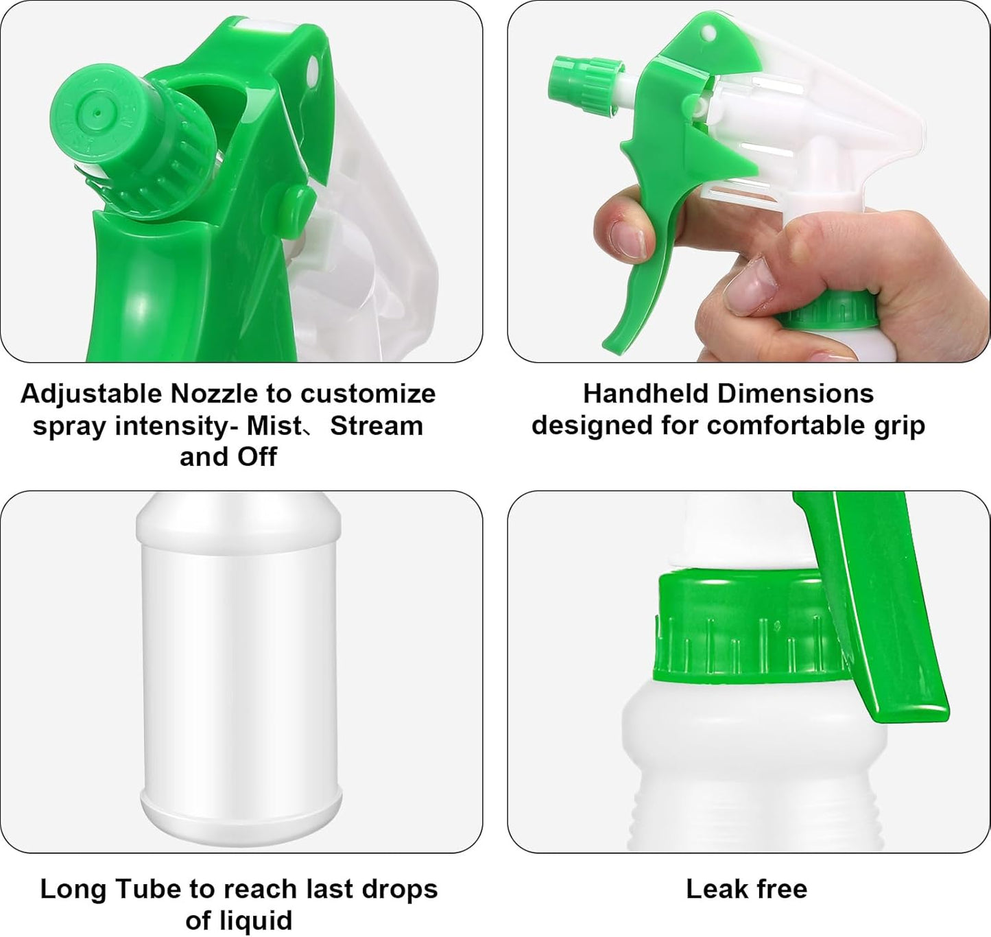 Eccliy 12 Pcs 16 Oz Plastic Spray Bottle, Adjustable Empty Reusable Sprayer for Cleaning, Planting