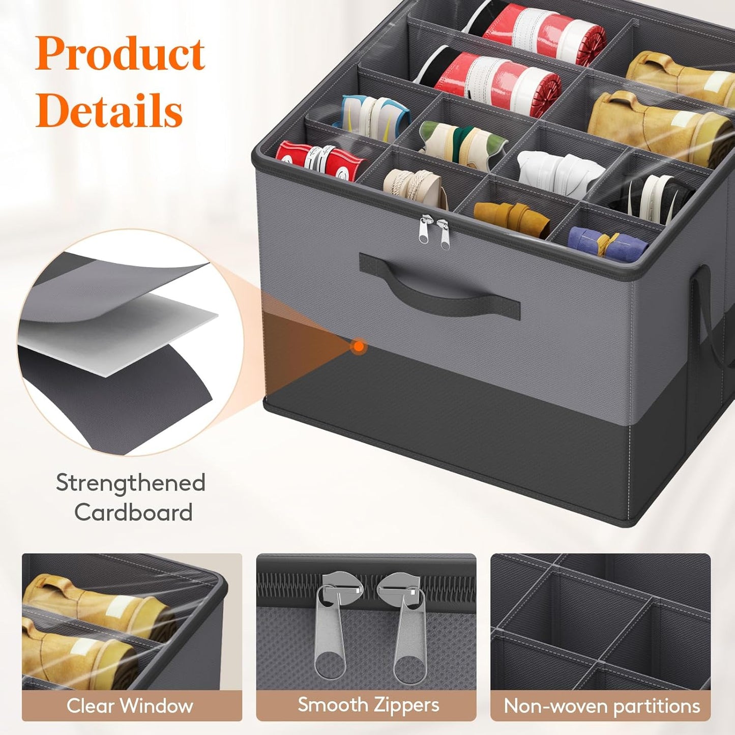 Lifewit Shoe Storage Organizer for Closet Fits 12-16 Pairs, Fabric Large Shoe Box Storage