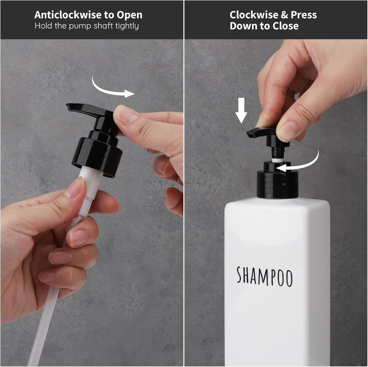 Segbeauty Plastic Soap Dispenser, 3pcs 16.9oz Refillable Shampoo Bottles White, 500ml Empty Square