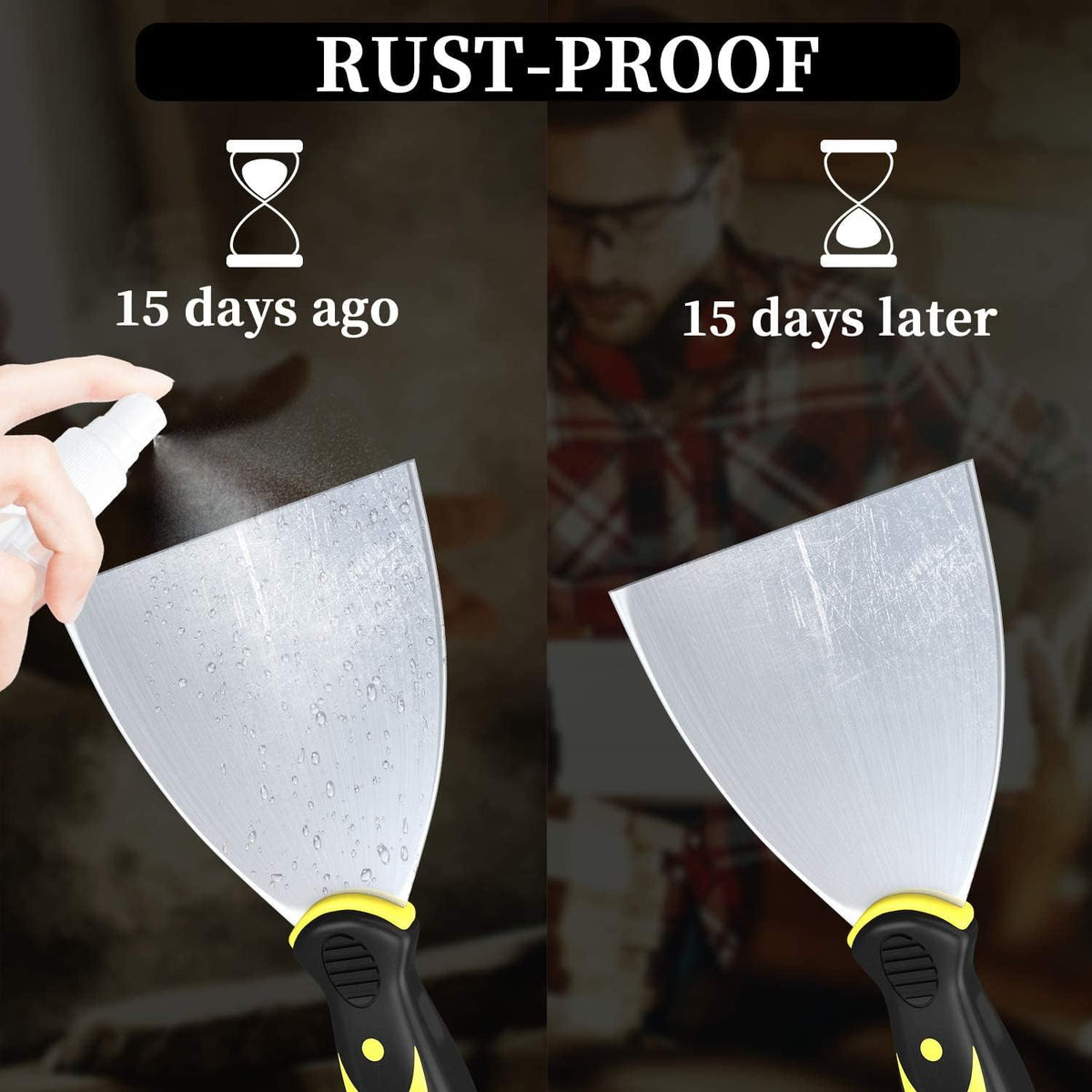 DEKEones Putty Knife Scrapers, Spackle Knife, Metal Scraper Tool for Drywall Finishing, Plaster
