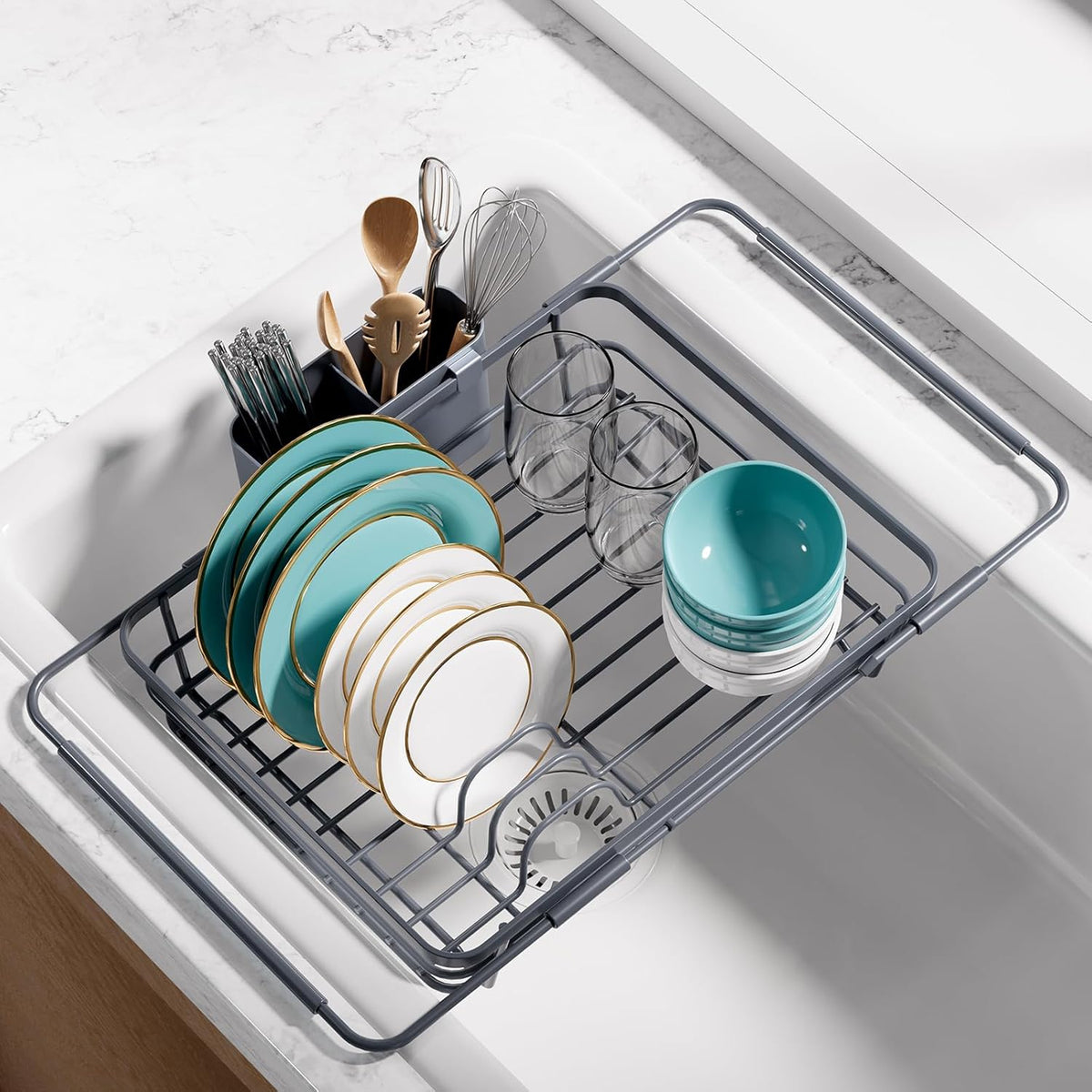 Stainless Steel Dish Drying Rack for Kitchen Counter, Sink Organization and Storage Essentials with