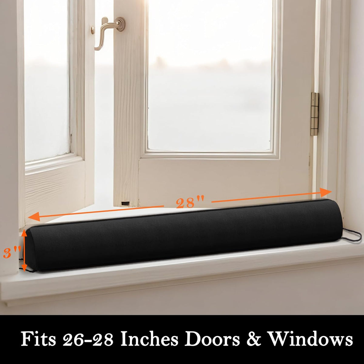 Sunolga 28" Door Draft Stopper Blocks Hot and Cold Air with Removable Washable Cover for Gaps Up to
