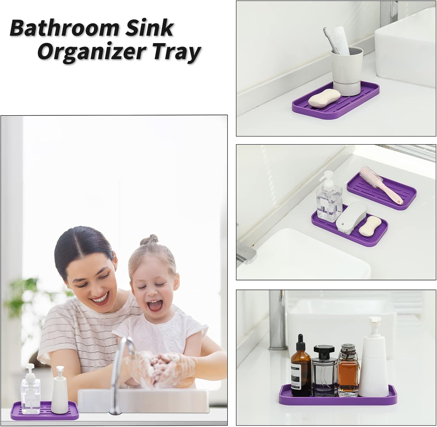 Silicone Kitchen Sink Organizer Tray for Multiple Usage,Eco-Friendly Sponges Holder for Kitchen