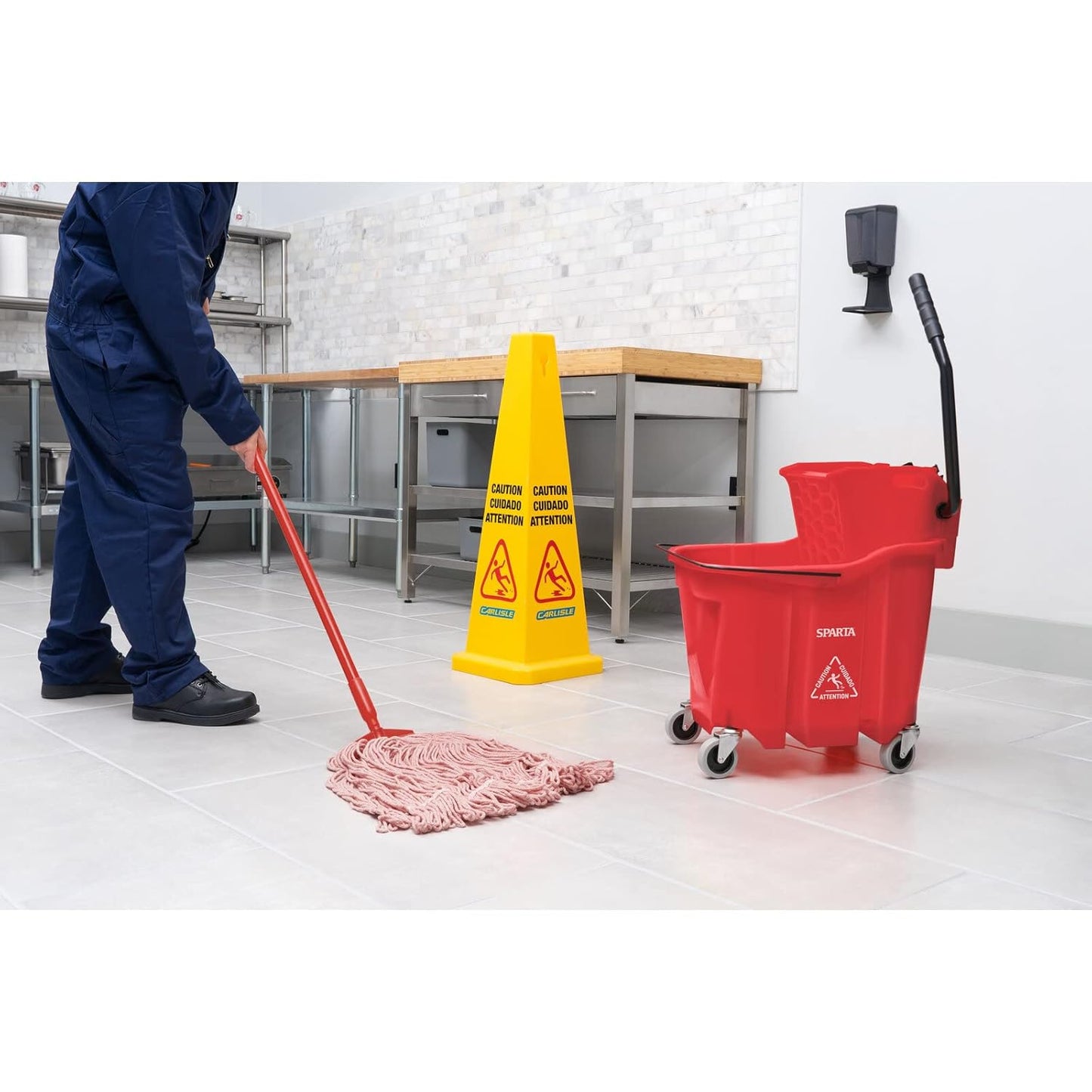 Carlisle FoodService Products Omnifit Mop Bucket with Side Press Wringer for Floor Cleaning