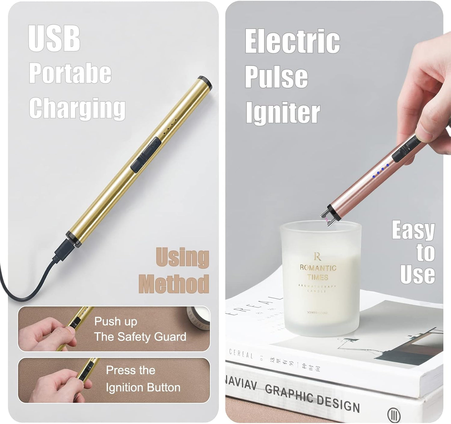 Exquisite Candle Accessories Tool Pack Bag, Rechargeable Electric Lighter， Wick Trimmer, Dipper