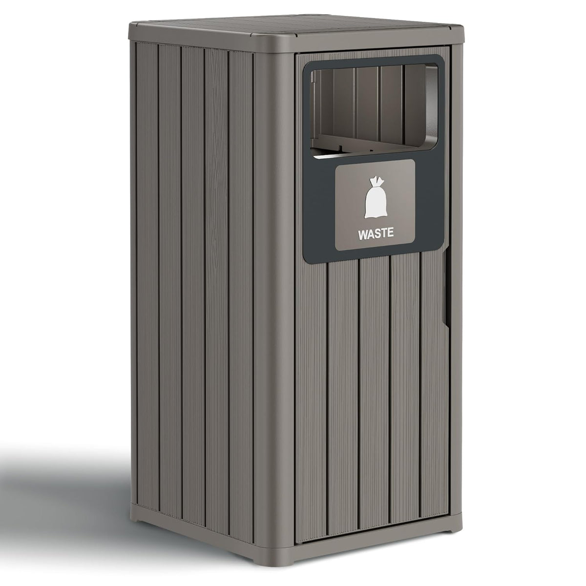 Outdoor Trash Can Waterproof Resin Garbage Can with Garbage Labels Outdoor Trash Bin for Patio