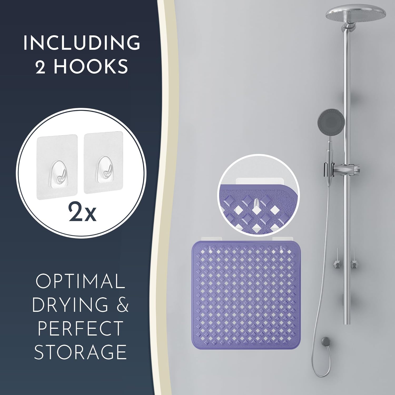 Homerella Anti Slip Shower Mat | Anti Mold Non Slip Bathtub Mat for Inside Shower | Square Floor