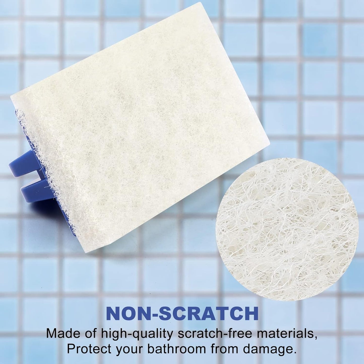 Handled Bath Scrubber, Bathroom Scouring Pad, Heavy Duty Cleaning Sponge Scrub Brush, Non-Scratch