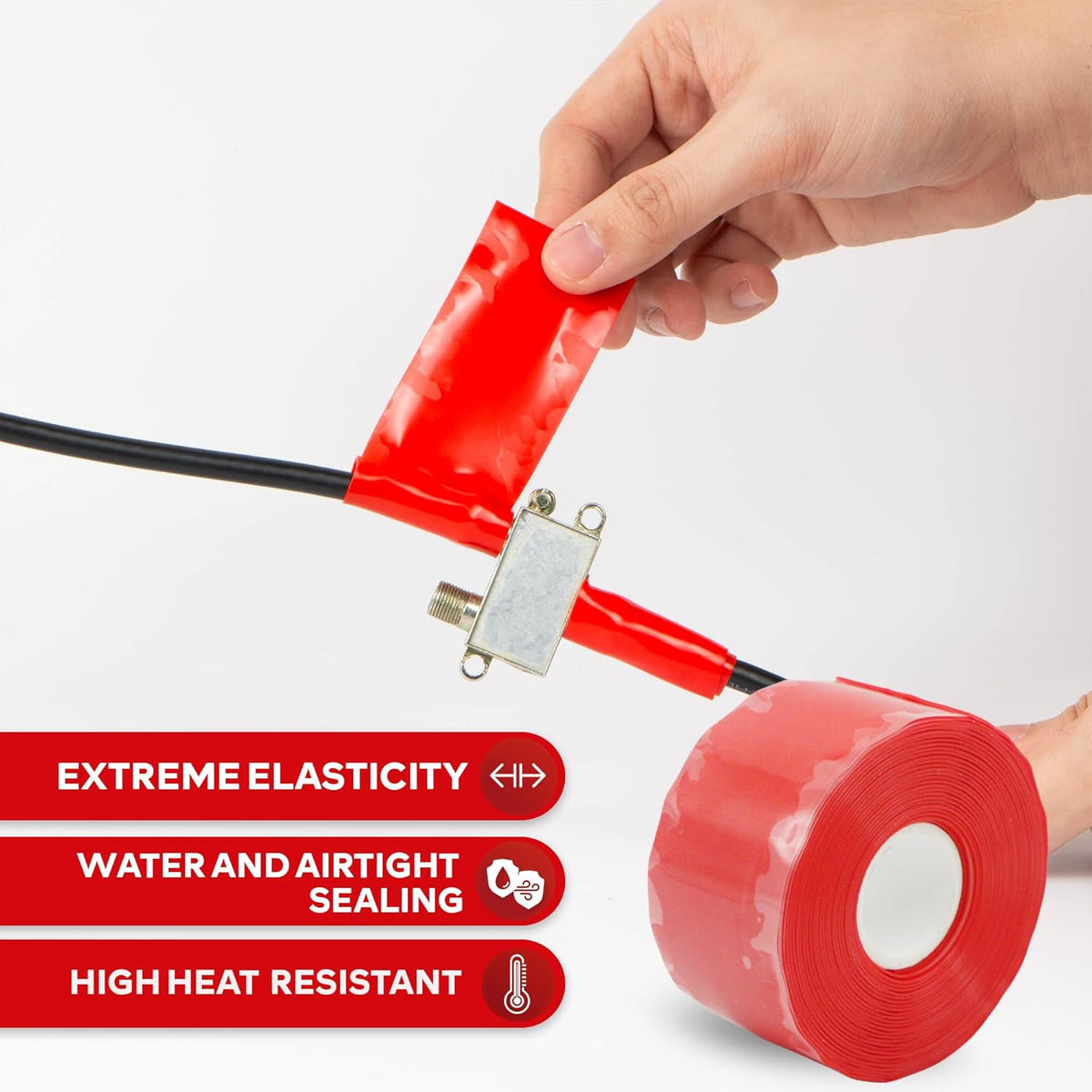 XFasten Self-fusing Silicone Tape Pro, Red, 1.5-Inch x 15-Feet, 30mils Extreme Stretch and Seal