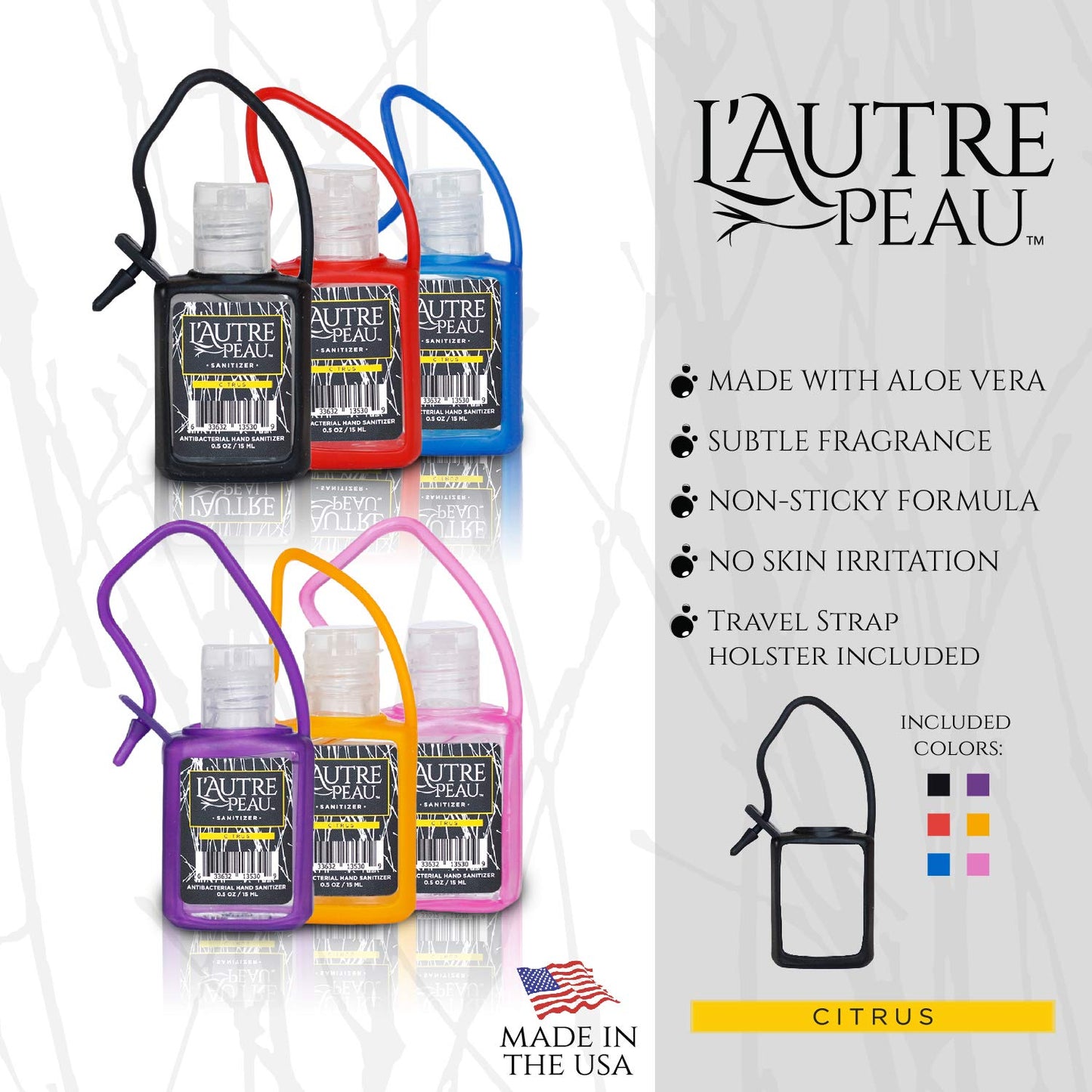 L'AUTRE PEAU Advanced Hand Sanitizer Gel with Aloe Vera, Citrus Scented 0.5 Fl Oz Jelly Wrap Travel
