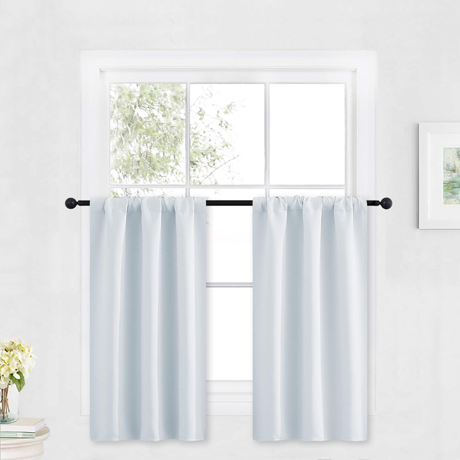 RYB HOME Half Window Curtains for Kids Nursery, Privacy Room Darkening Curtain Tiers for Window
