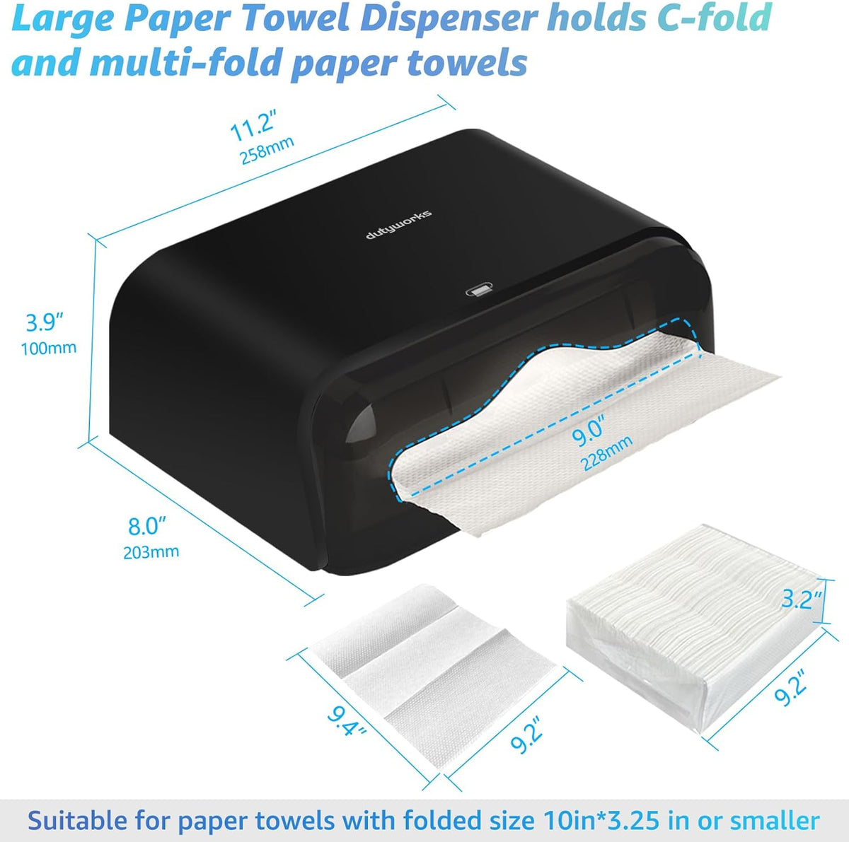 Paper Towel Dispenser Wall Mount, Multifold Paper Towel Holder Adhesive Hand Towel Dispenser for