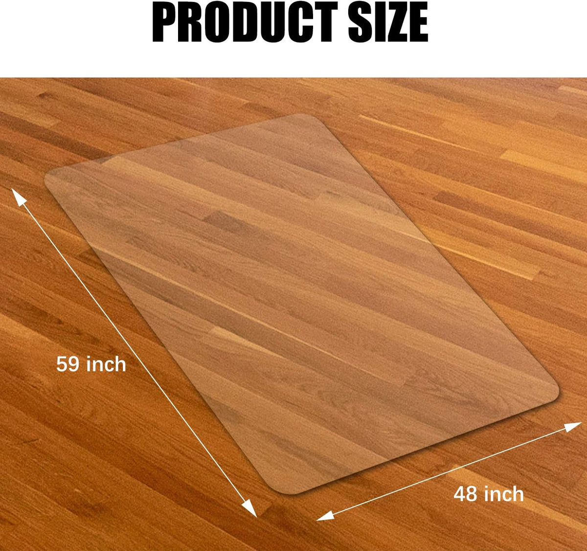 Kuyal Clear Chair Mat, Hard Floor Use, 48" X 59" Transparent Office Home Floor Protector mat