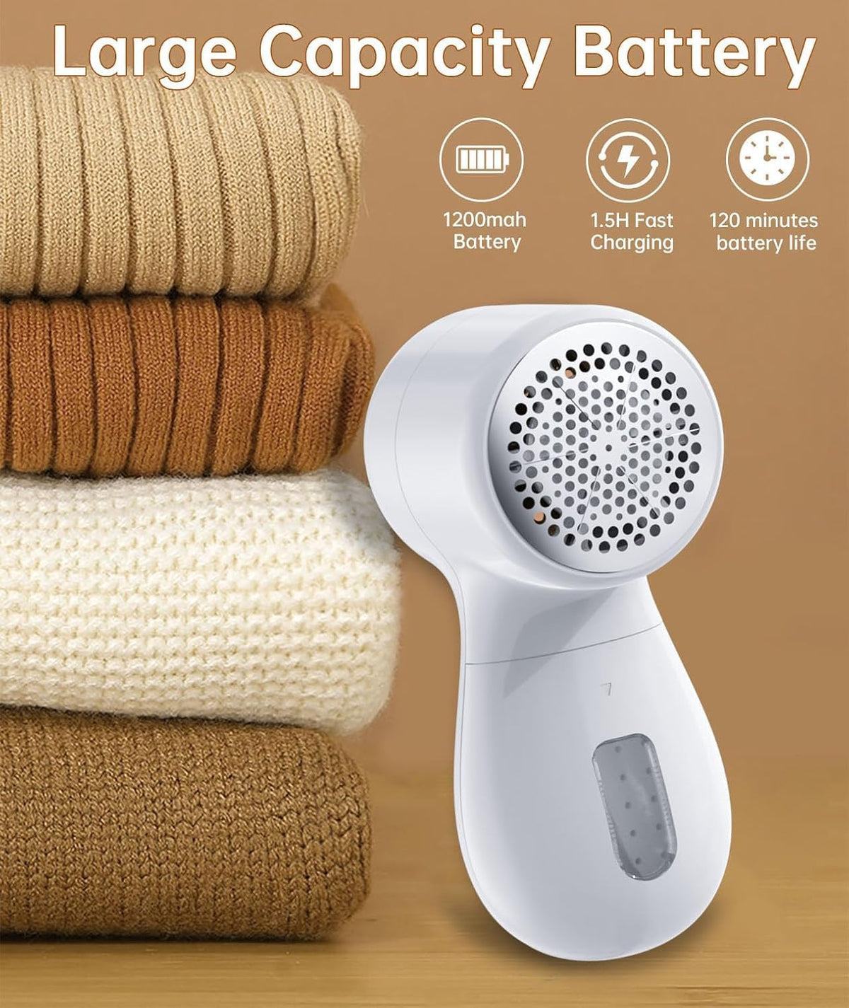 Rechargeable Fabric Shaver,Lint Remover, 3-Speed Sweater Shaver with LED Display, 2 Replaceable