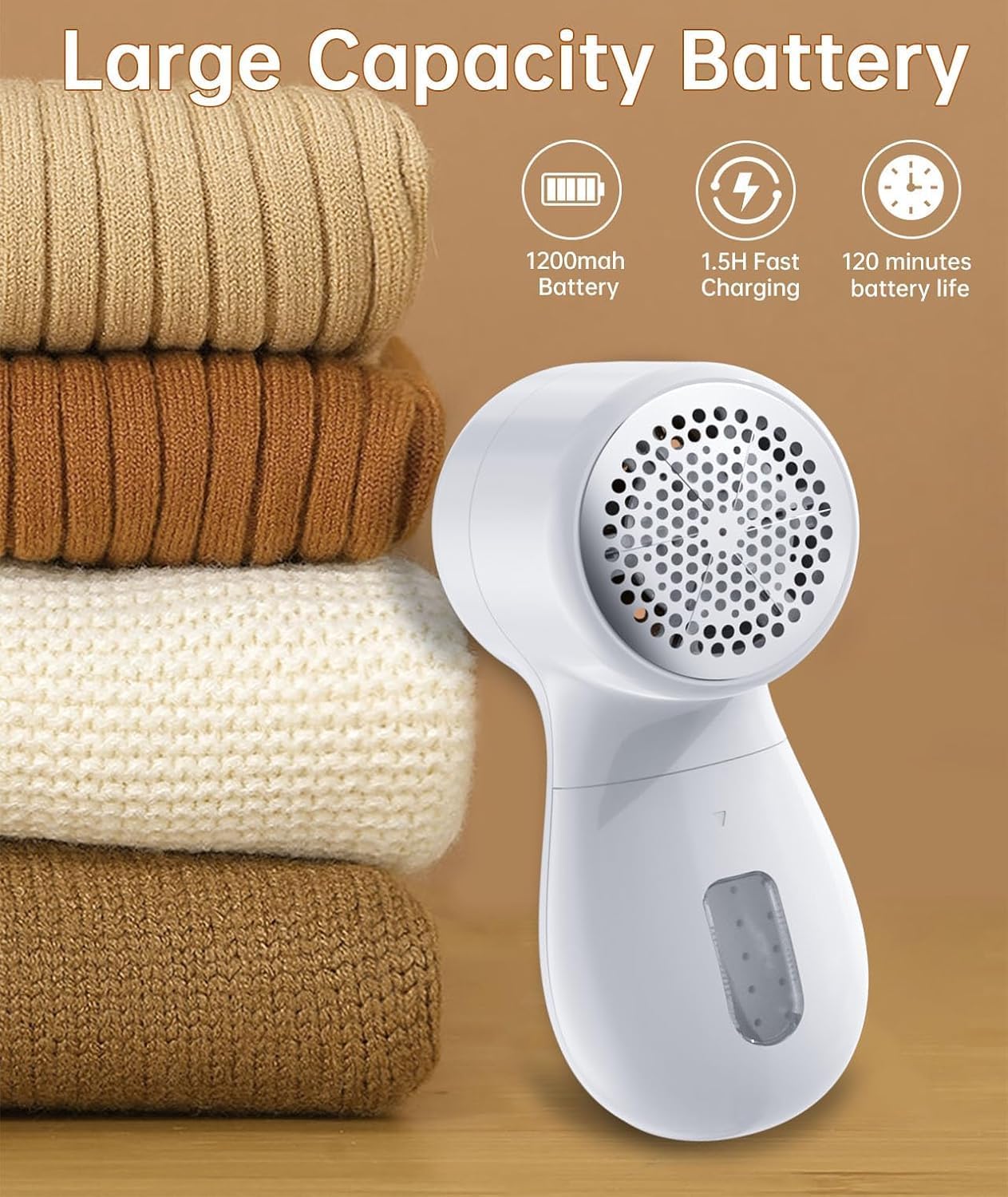 Rechargeable Fabric Shaver,Lint Remover, 3-Speed Sweater Shaver with LED Display, 2 Replaceable
