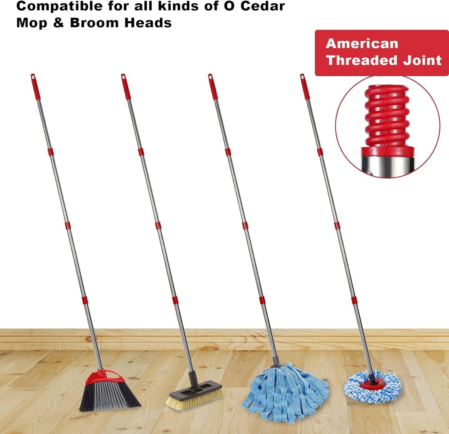 Spin Mop Replacement Handle - 4 Section Mop or Broom Handle/Stick Compatible with O Cedar Spin Mop