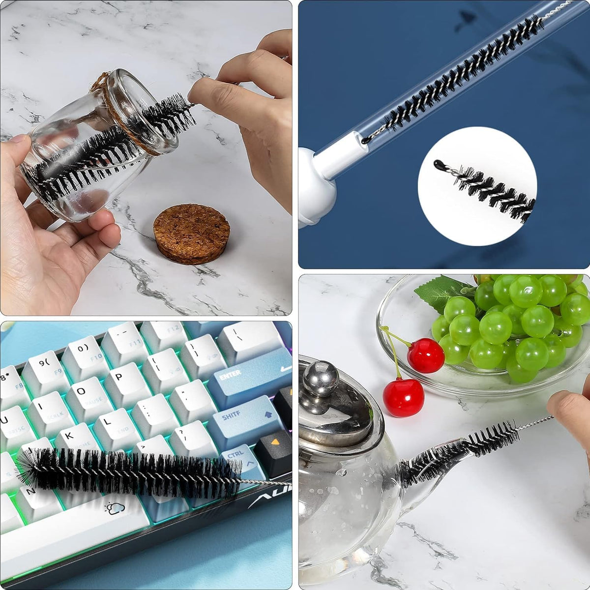 Straw Cleaner Brush Set, 12 Pieces Botthle Cleaning Brush and Nylon Tube Brush Brush, 11.8 Inch