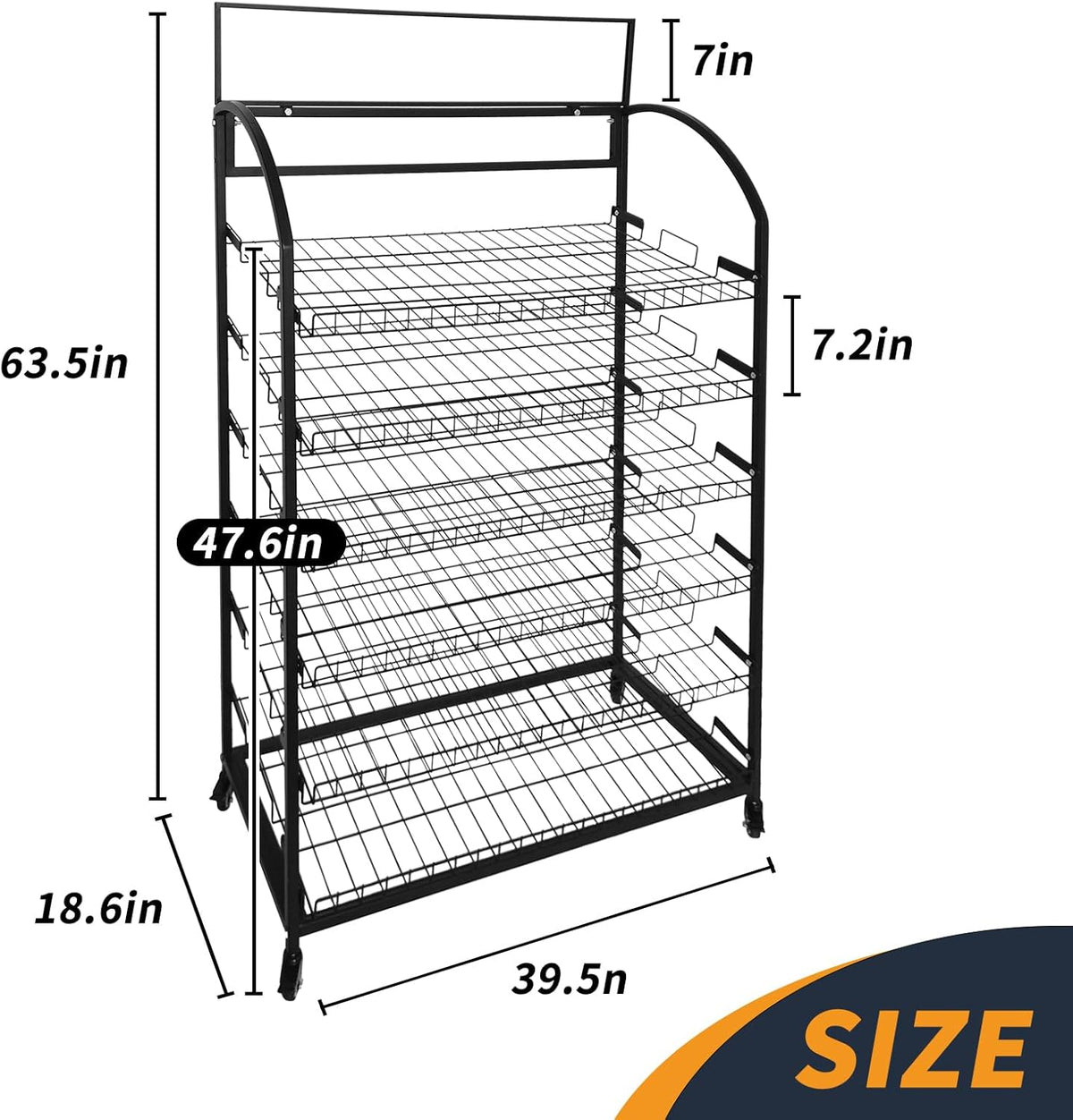 Tongmo Bakery Display Rack: Equipped with Wheels and Header Holder, 39.5" Wide Potato Chip Display
