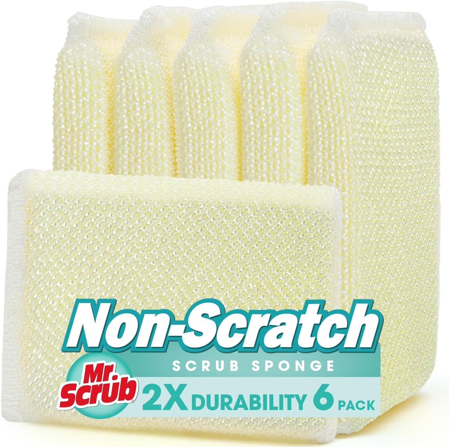 Sponges Kitchen Scrub Dish Sponge Scouring Pad, 6 Pads Cleaning Brush Dishwasher Soap Supplies