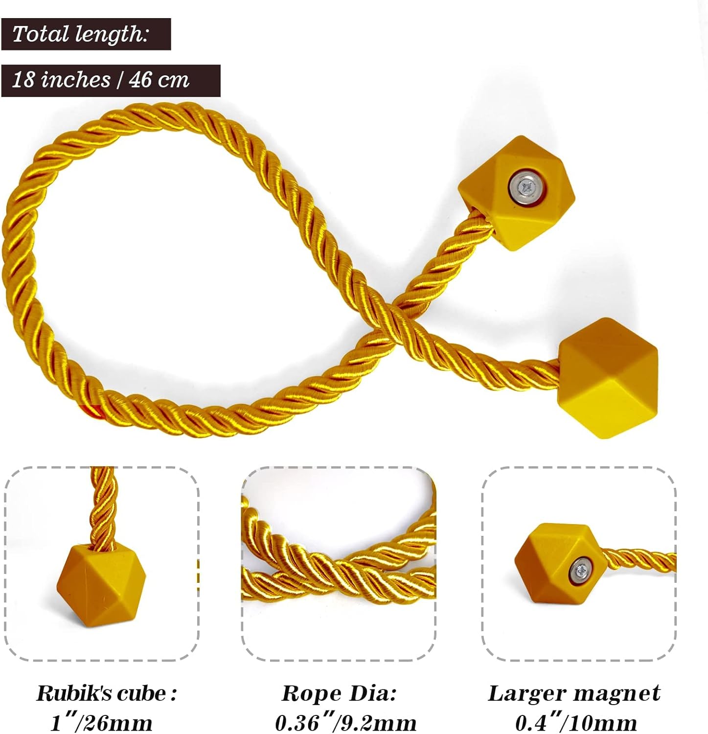 Hion Magnetic Curtain Tiebacks Golden 6 Pack, Curtain Tiebacks Buckles Holdbacks Holders Hooks Clip