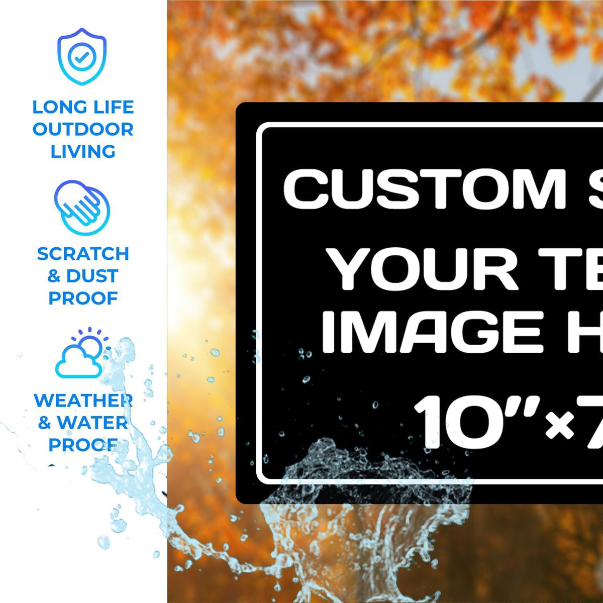 Personalized Aluminum Weatherproof Metal Signs - Custom Text & Picture, Multiple Sizes - Hazard