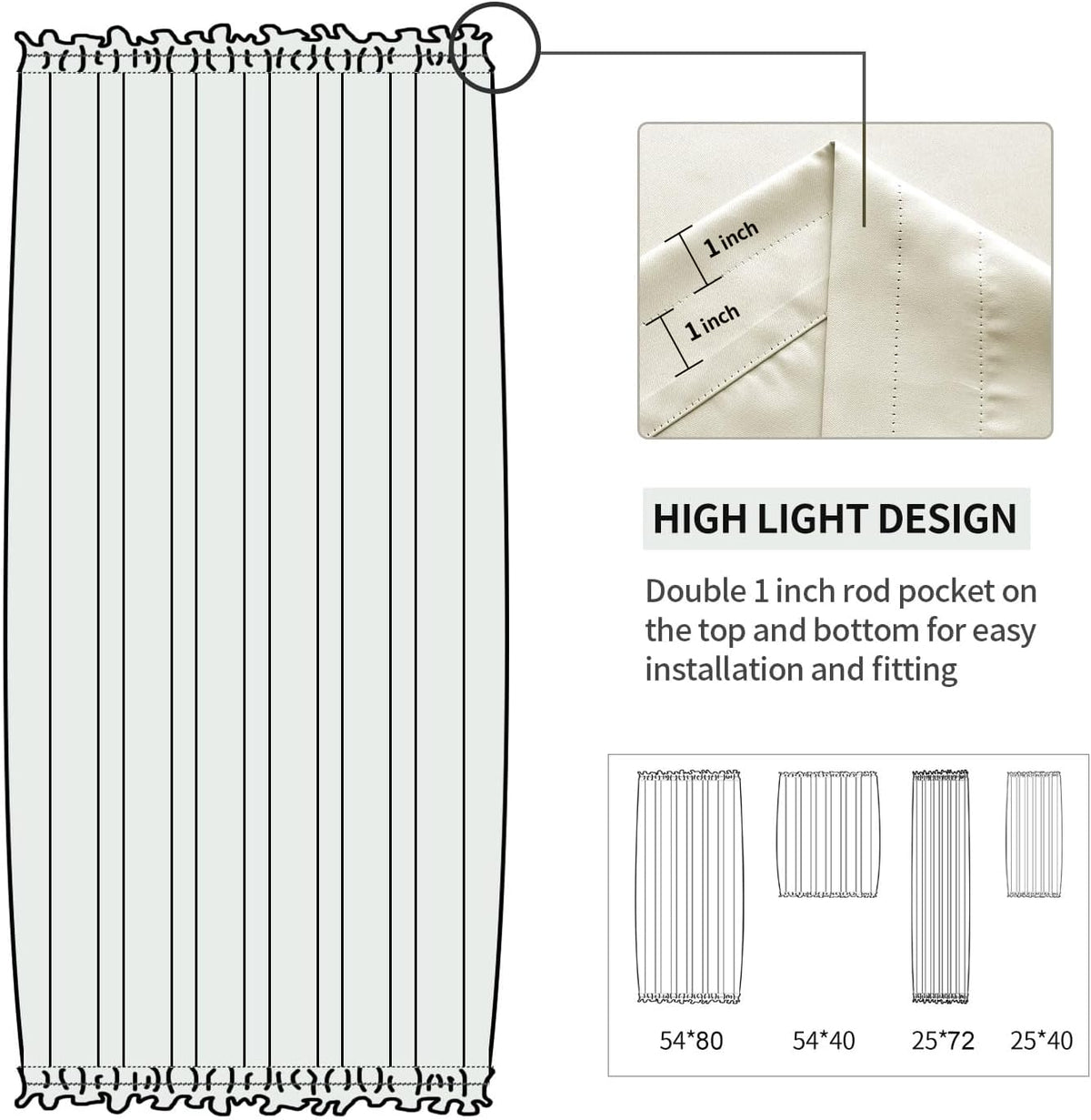 DWCN French Door Curtains – Rod Pocket Thermal Blackout Curtain for Doors with Glass Window
