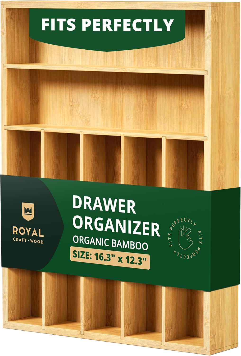 ROYAL CRAFT WOOD Luxury Bamboo Utensil Rack and Silverware Organizer, Kitchen Drawer Organizer