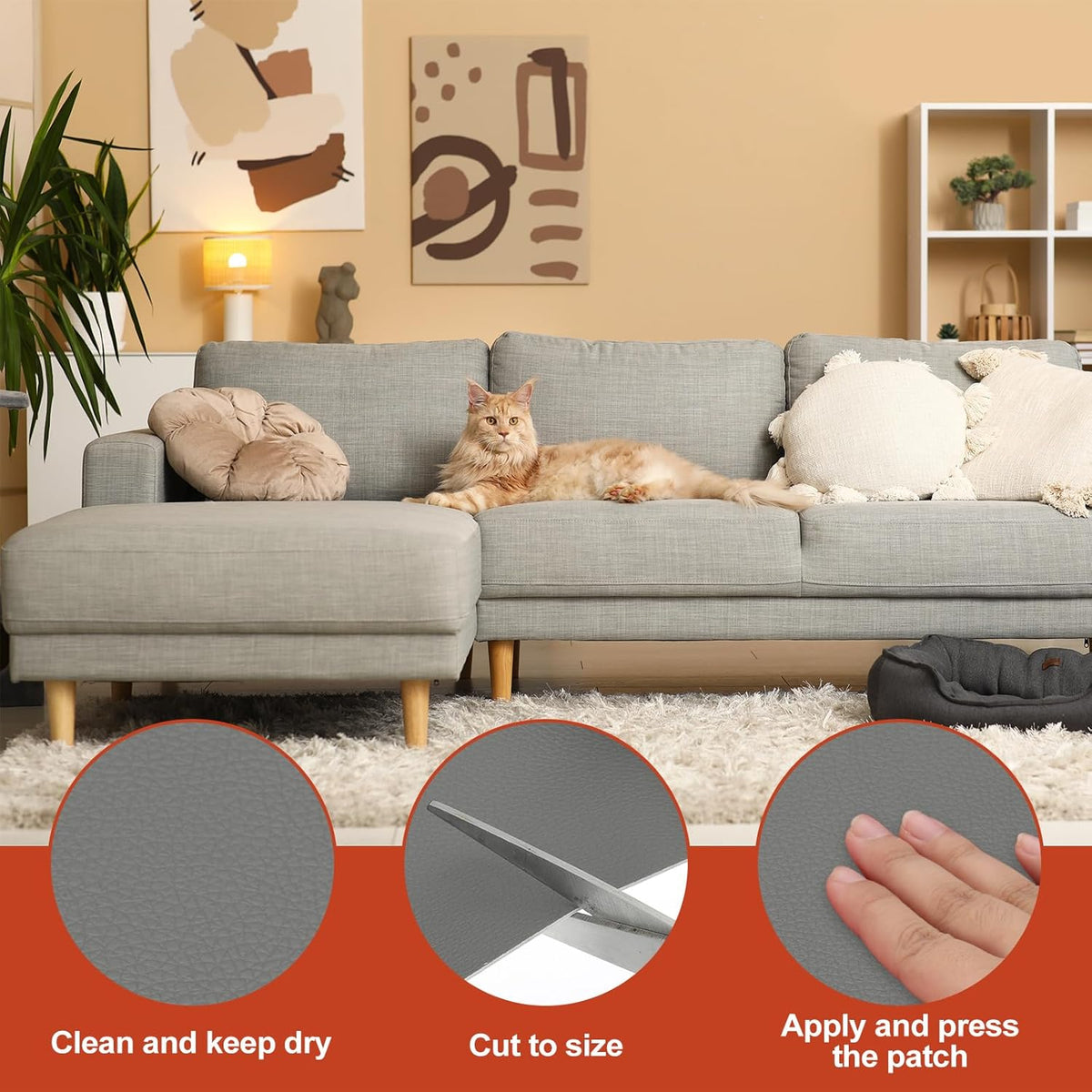 PATIKIL Leather Patches Tape for Furniture, 3.2 x 61 Inch Self Adhesive Vinyl Leather Repair Kit