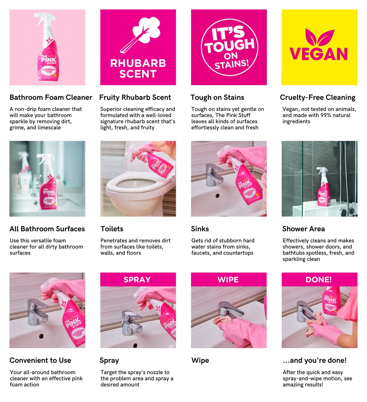 Stardrops - The Pink Stuff - Miracle Bathroom Foam Cleaner 750ml - Baths, Tiles, Soap Scum