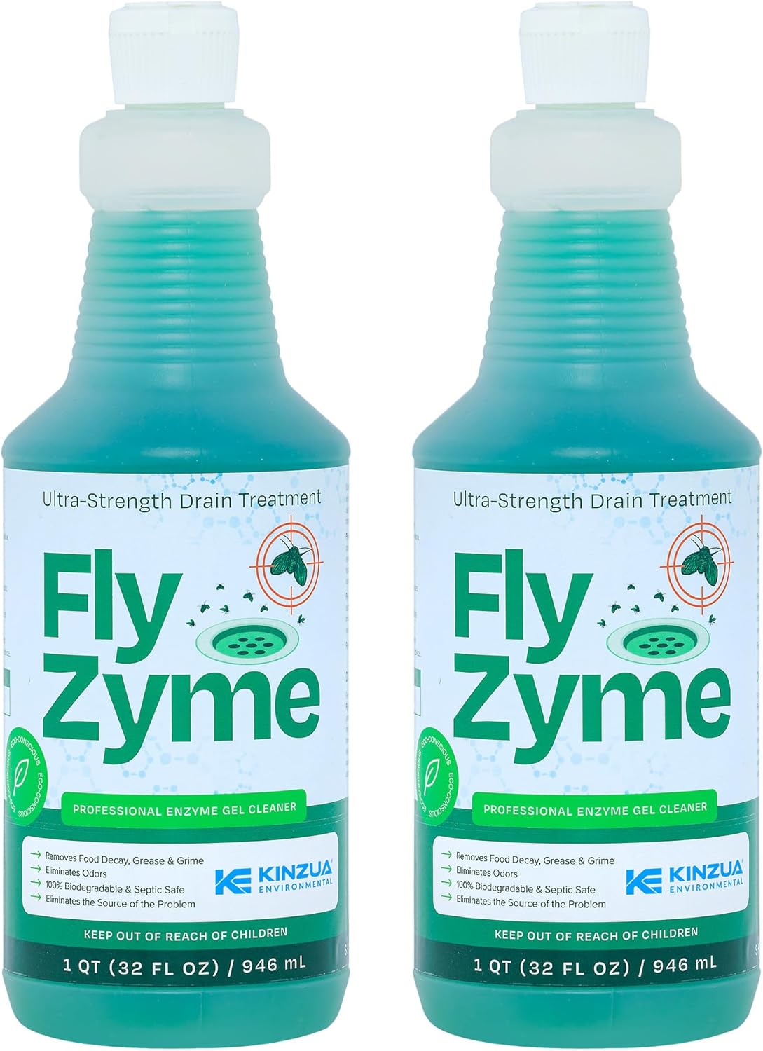 Kinzua Environmental Fly-Zyme, Highly Concentrated Enzyme Drain Cleaner for Pipes, Drain Gel for