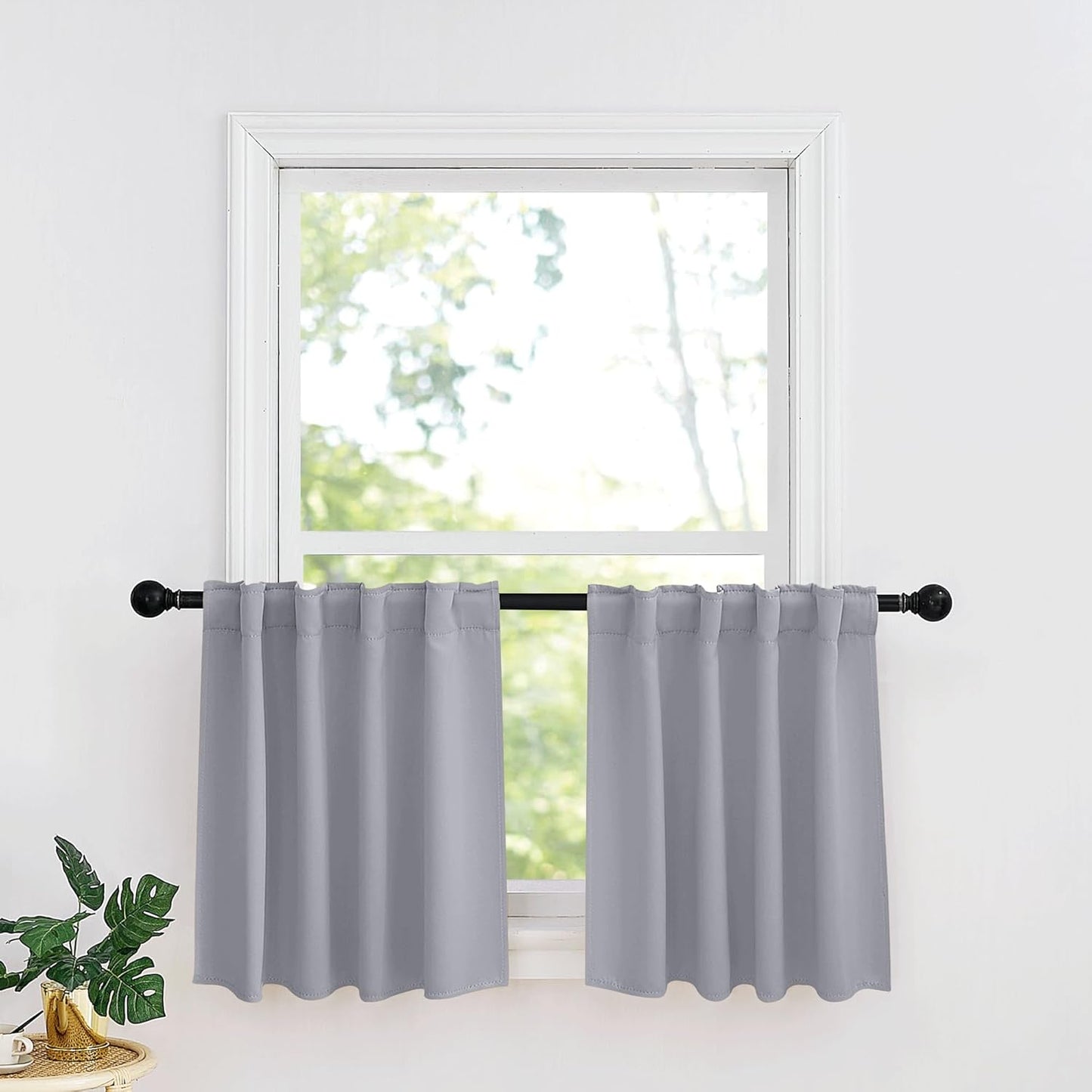 RYB HOME Kitchen Window Curtains - Blackout Privacy Half Window Curtains for Bedroom Bathroom
