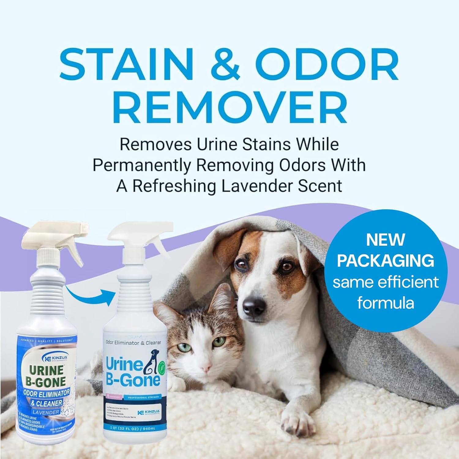 KINZUA ENVIRONMENTAL Urine B-Gone, Professional Enzyme Odor Eliminator & Pet Stain Remover, Human