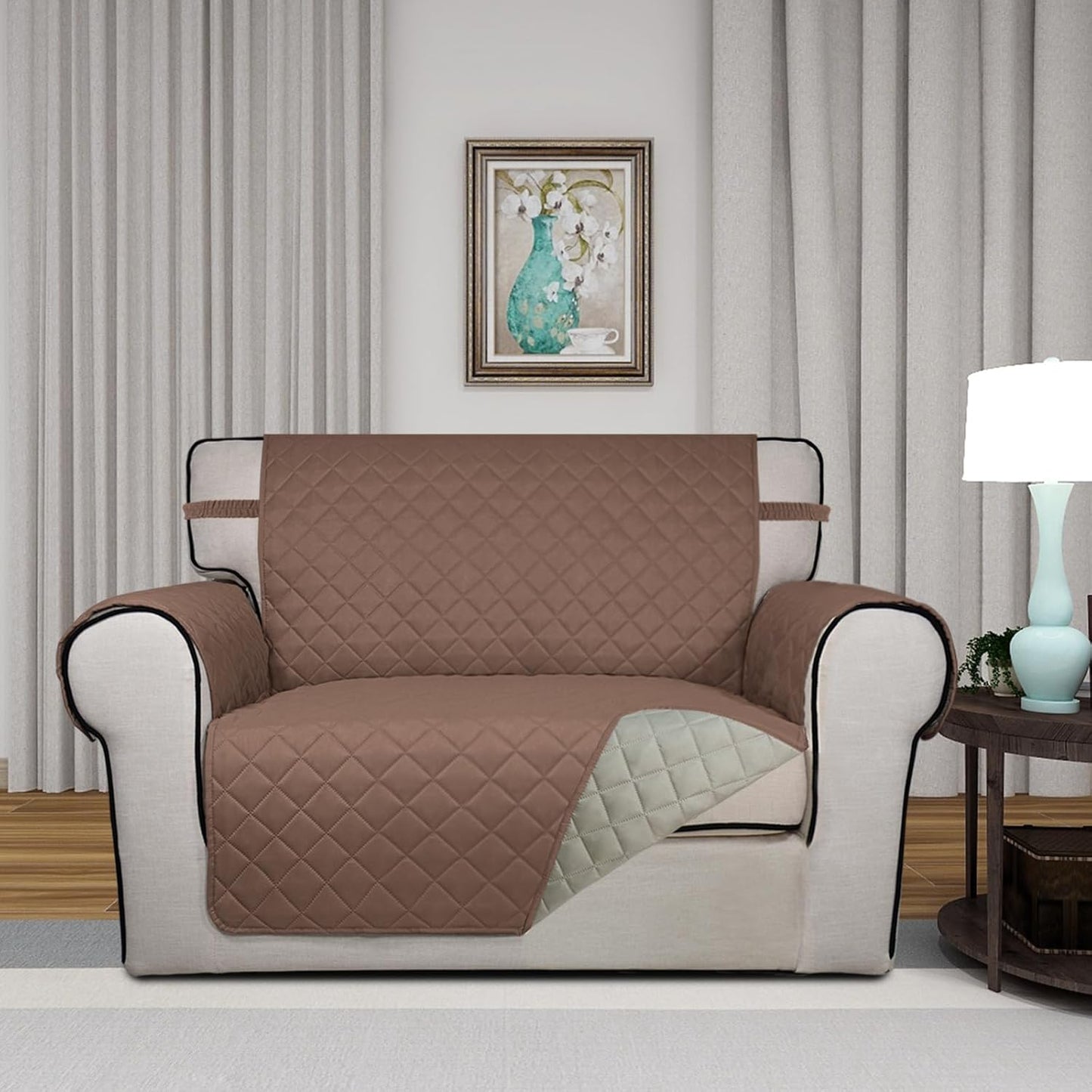 PureFit Reversible Quilted Sofa Cover, Water Resistant Slipcover Furniture Protector, Washable