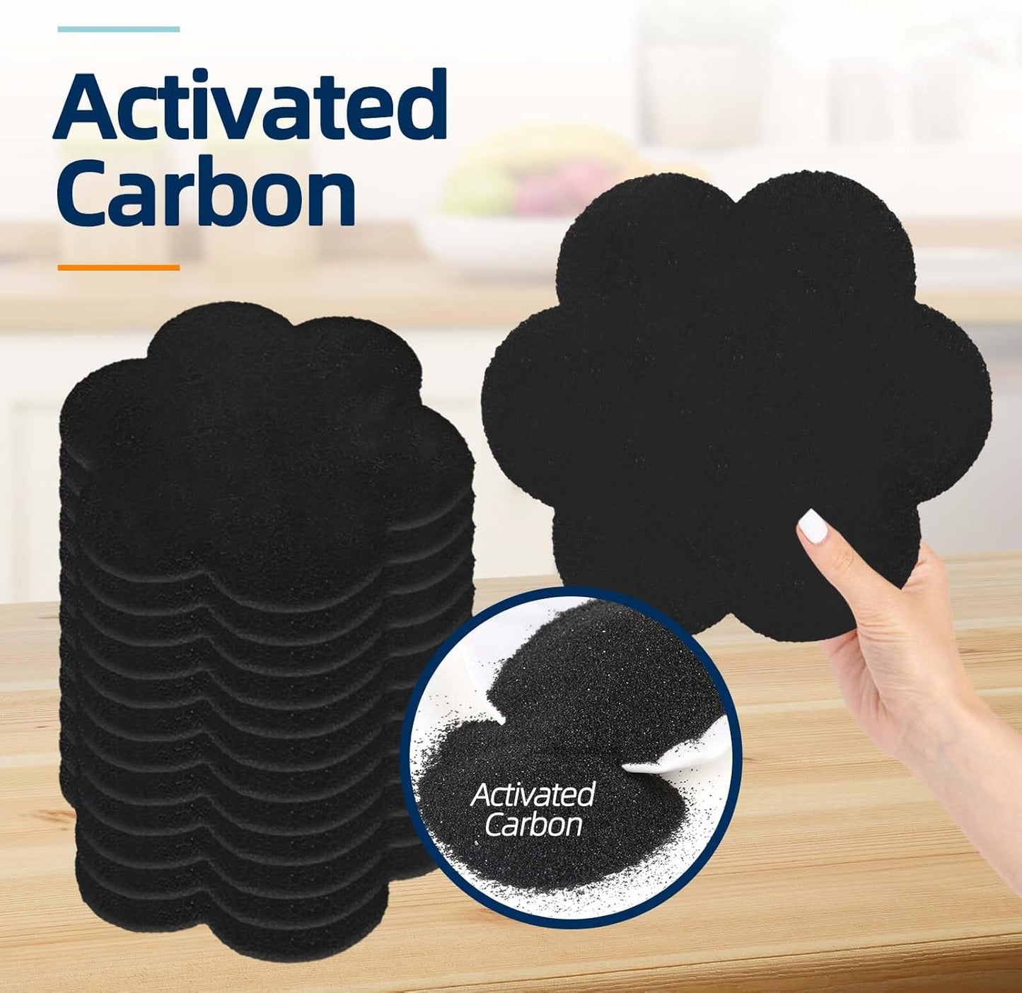 Trash Can Odor Absorbing Filters: Activated Charcoal Deodorizer Sheet for Kitchen Trash Can