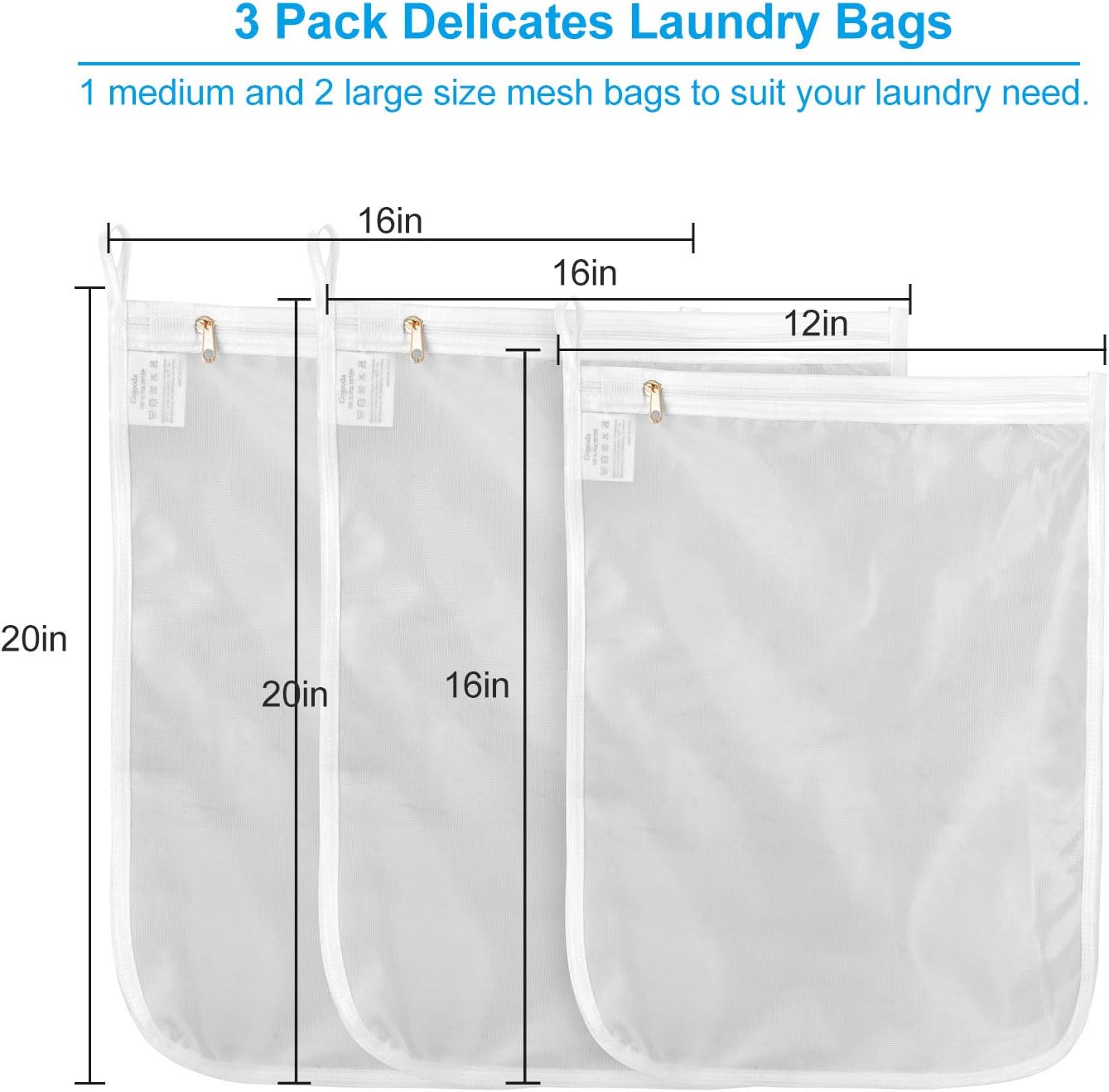 Gogooda Delicates Laundry Bags, Fine Mesh Wash Bag for Lingerie, Underwear, Bra, Silk, Socks with