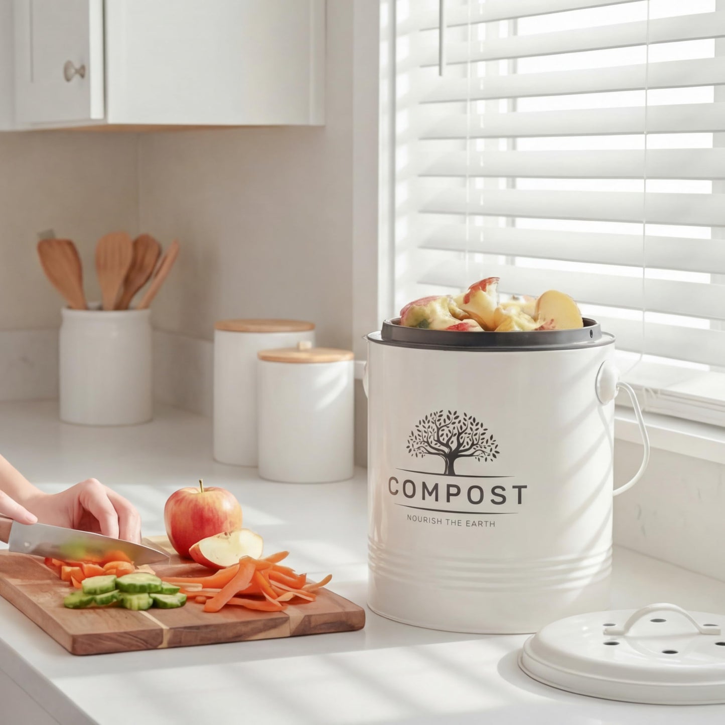 Perfnique 1.3 Gal Kitchen Compost Bin with Lid, Countertop Compost Caddy