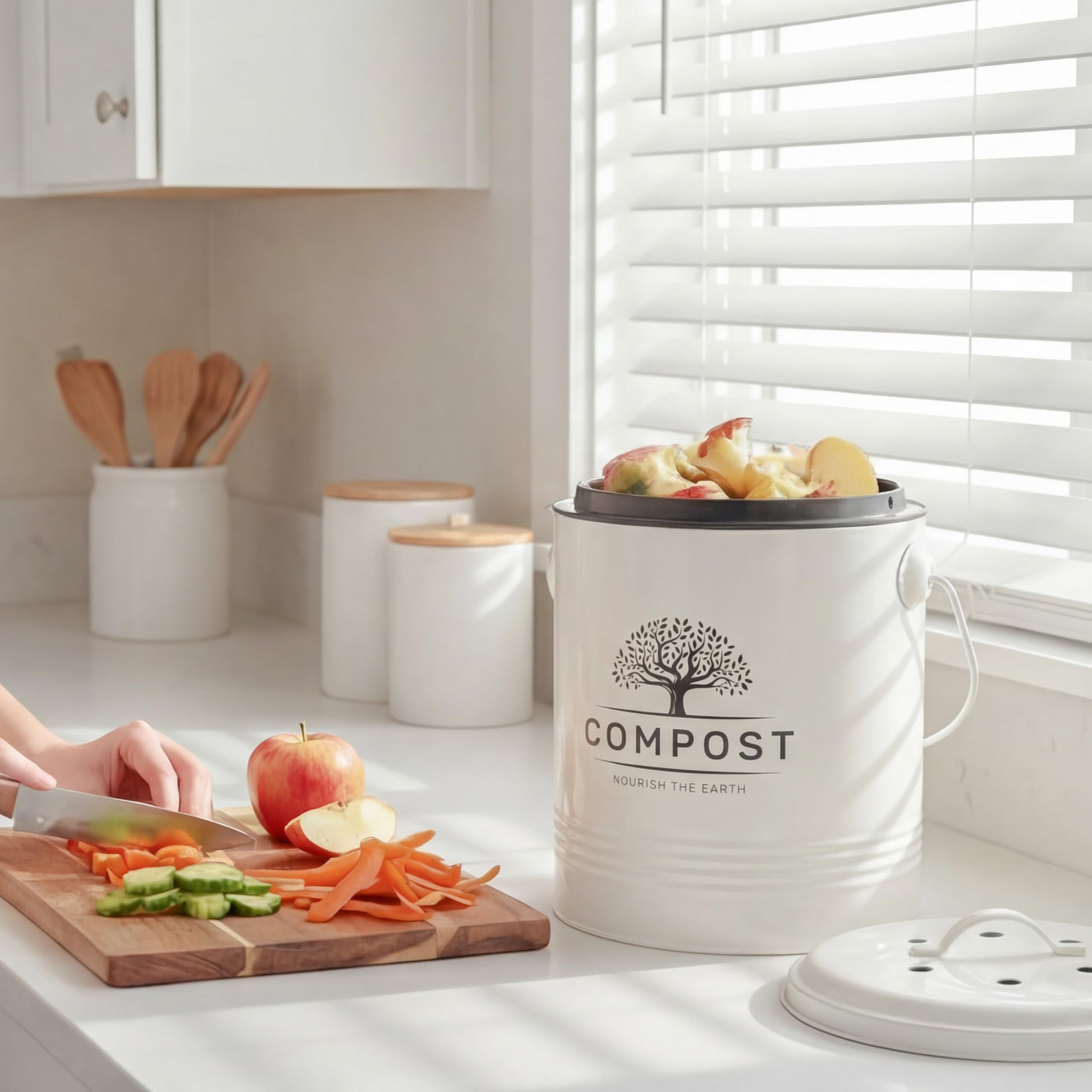 Perfnique 1.3 Gal Kitchen Compost Bin with Lid, Countertop Compost Caddy
