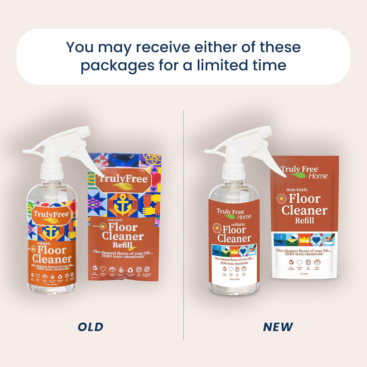 Truly Free Floor Cleaner Kit - Plant-Based Mopping Solution (16oz Reusable Empty Bottle + Two