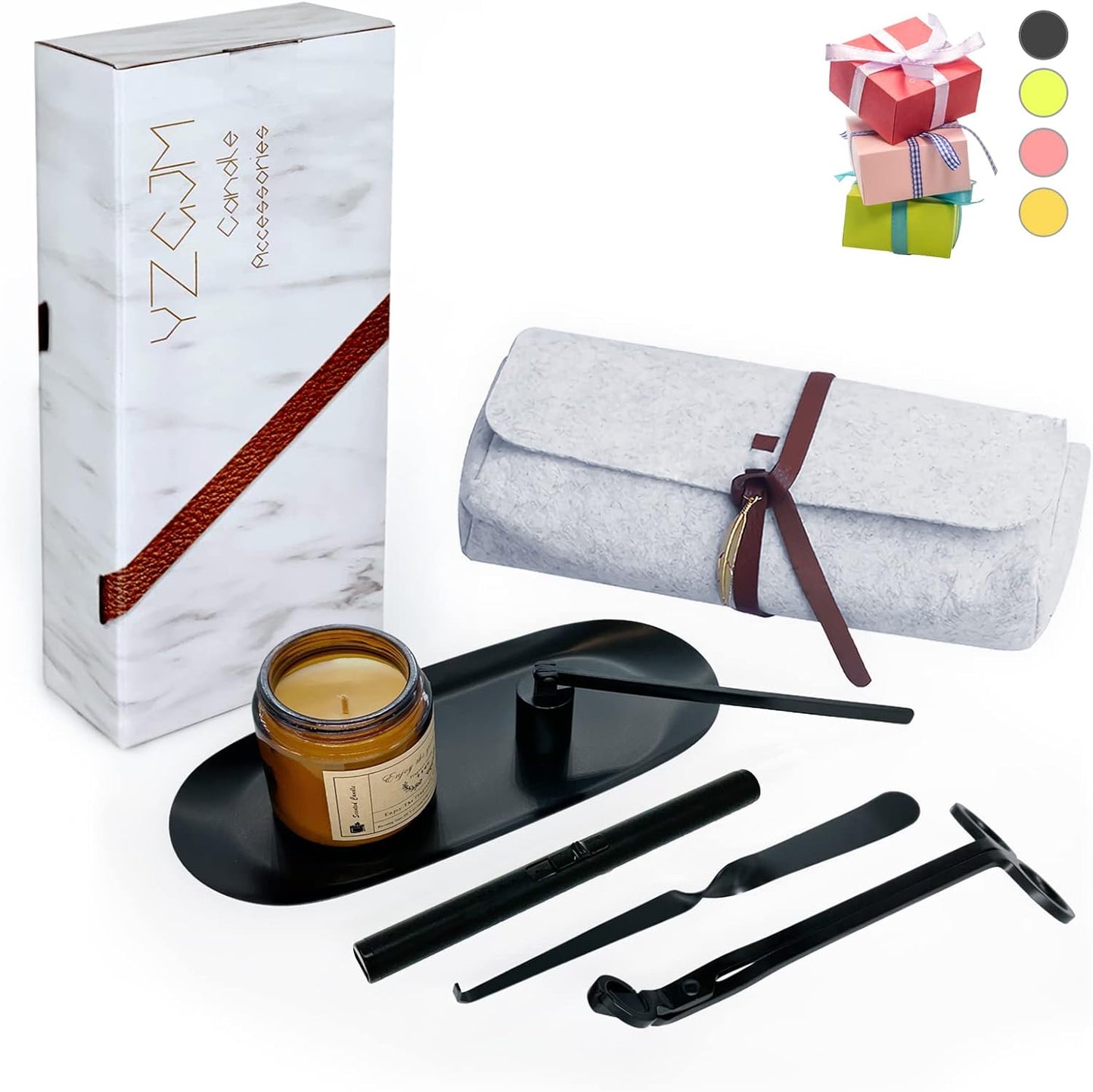 Exquisite Candle Accessories Tool Pack Bag, Rechargeable Electric Lighter， Wick Trimmer, Dipper