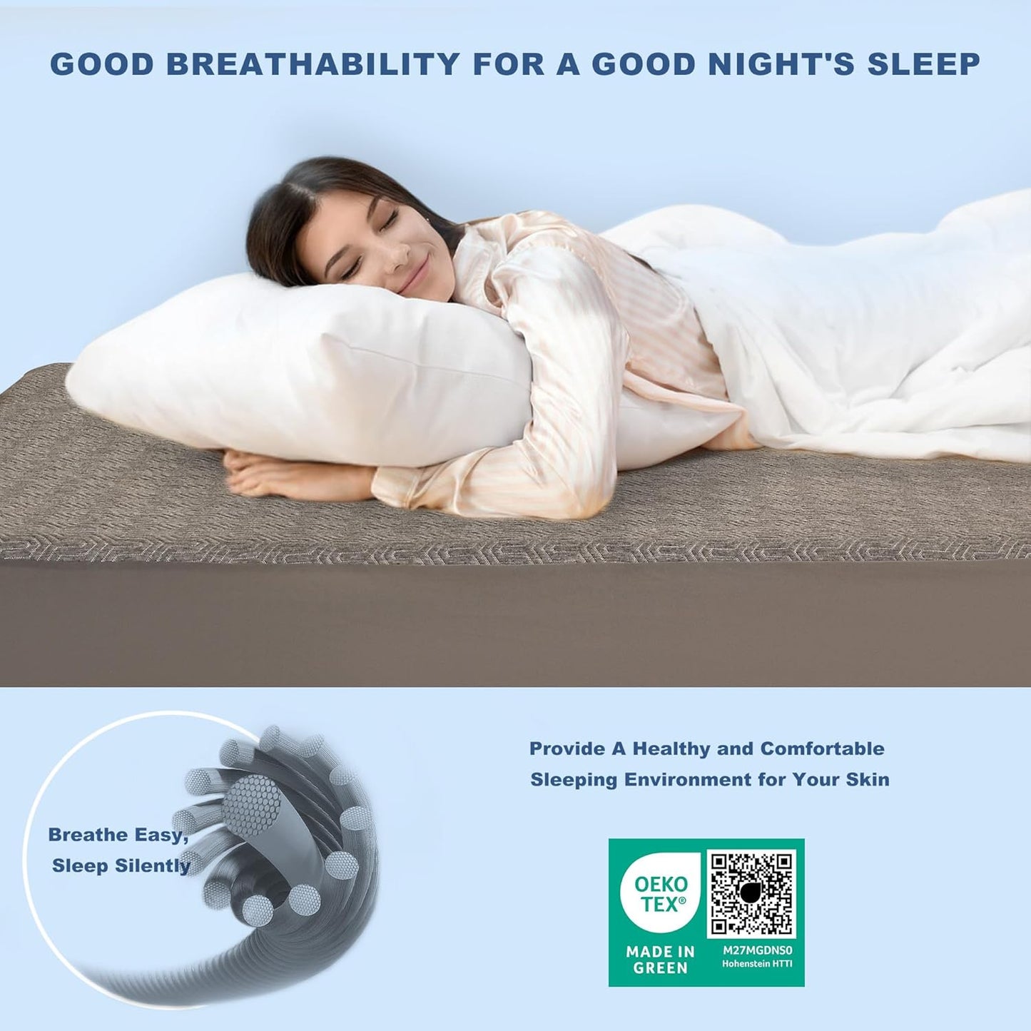 GRT Twin Mattress Protector Waterproof, Breathable Bamboo Charcoal Fiber Mattress Cover, Noiseless