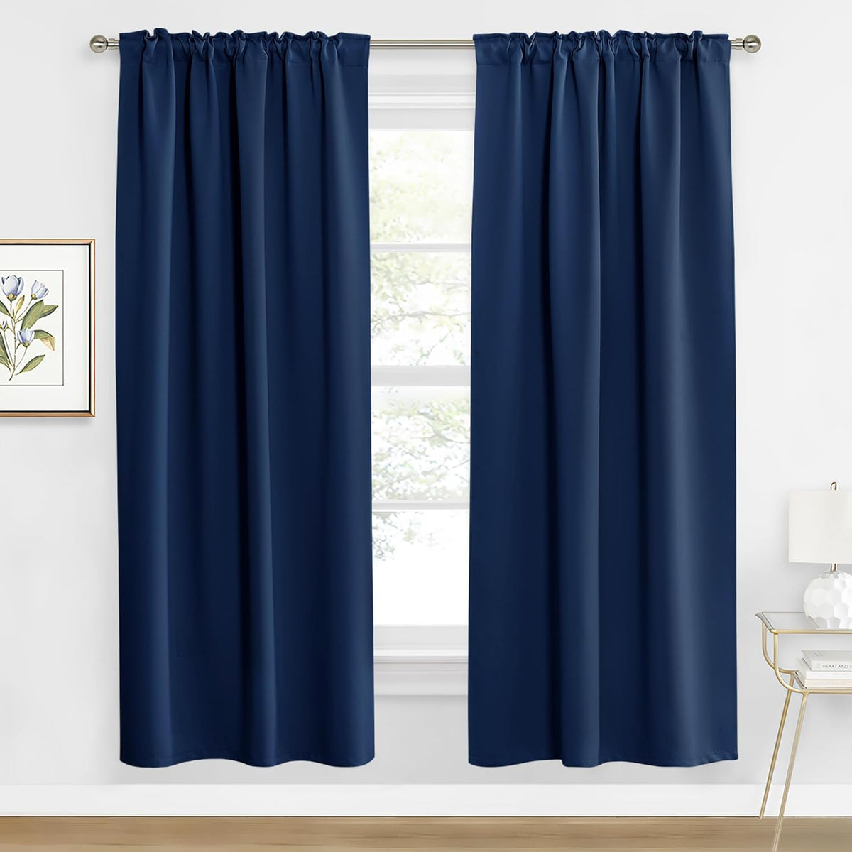 RYB HOME Blackout Curtains for Living Room, Back Tab & Rod Pocket Top Insulating Window Decor for