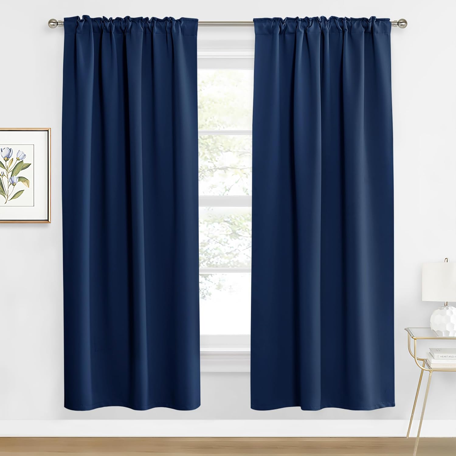 RYB HOME Blackout Curtains for Living Room, Back Tab & Rod Pocket Top Insulating Window Decor for