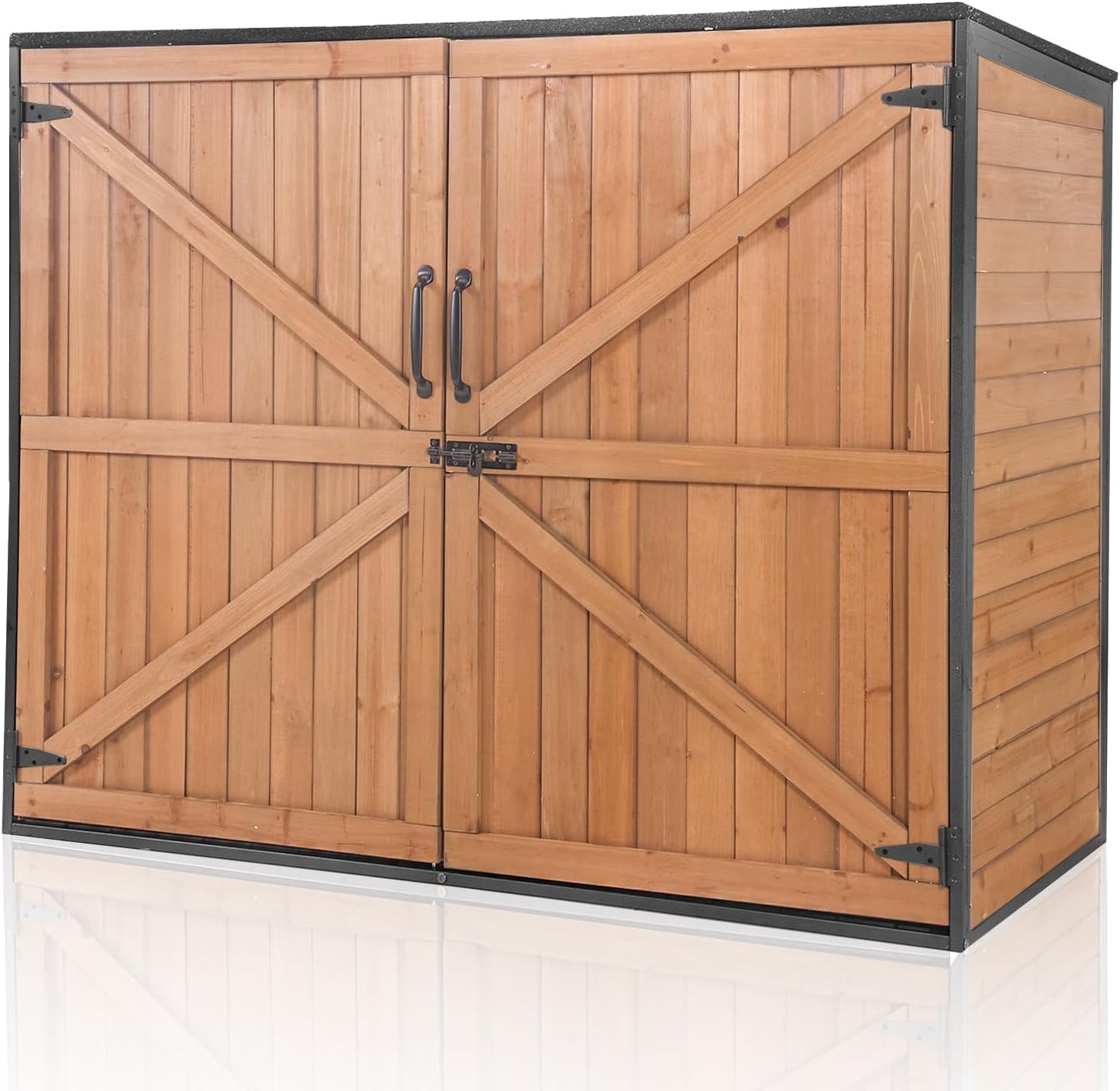 Aivituvin Outdoor Storage Cabinet Trash Can Storage Shed Upgraded with Metal Frame for Garbage Can