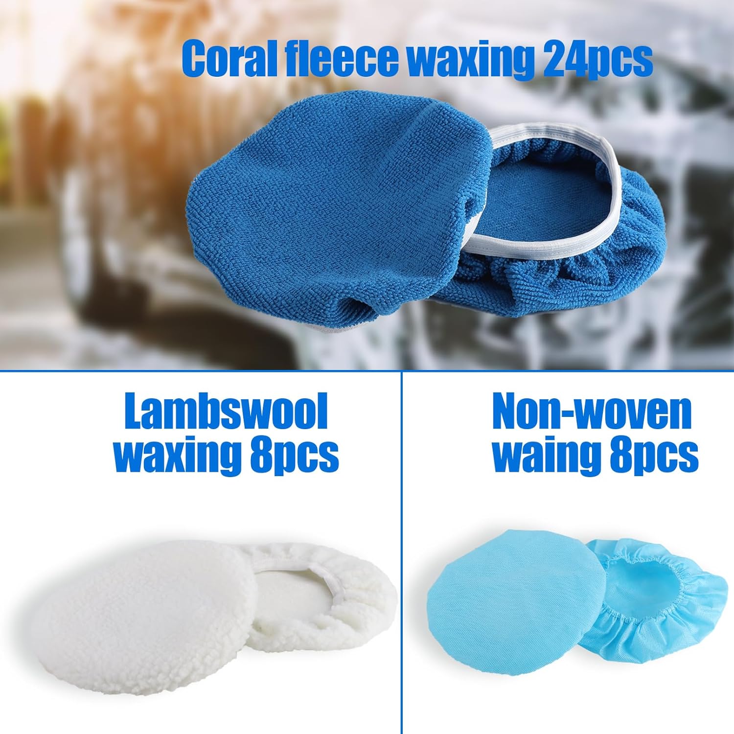40 Pieces Polishing Bonnet Pads,Car Polisher Pad Bonnet 5-6 Inch, Car Buffer Bonnets Microfiber
