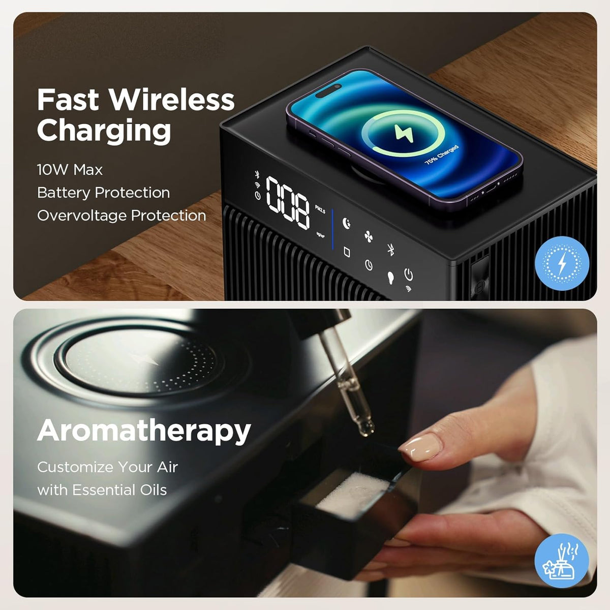 CleanForce Cube | 4-in-1 Desk Organizer with Air Purifier, Wireless Charger, Bluetooth Speaker &