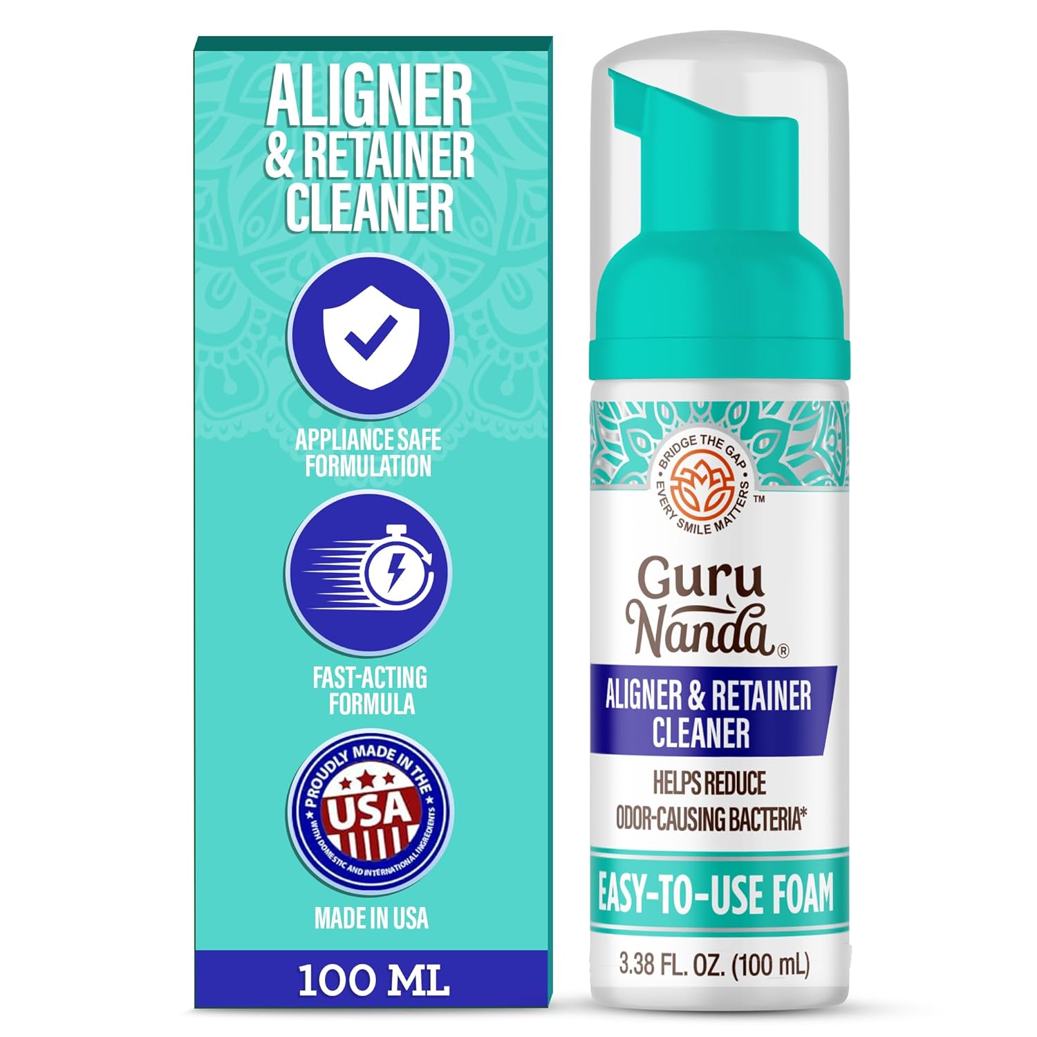 GuruNanda Aligner & Retainer Cleaner Foam – Gentle Cleaning for Aligners, Retainers, Veneers &