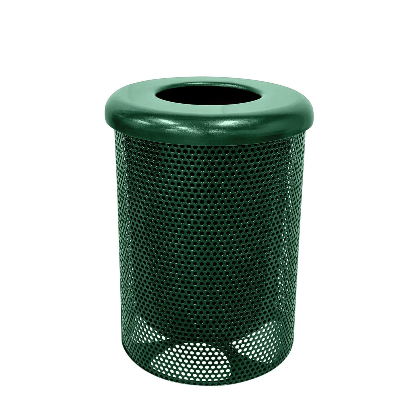 COATEDOUTDOORFURNITURE RFT-P-GRN Heavy Duty Round Trash Receptacle with Flat Top, Liner Included