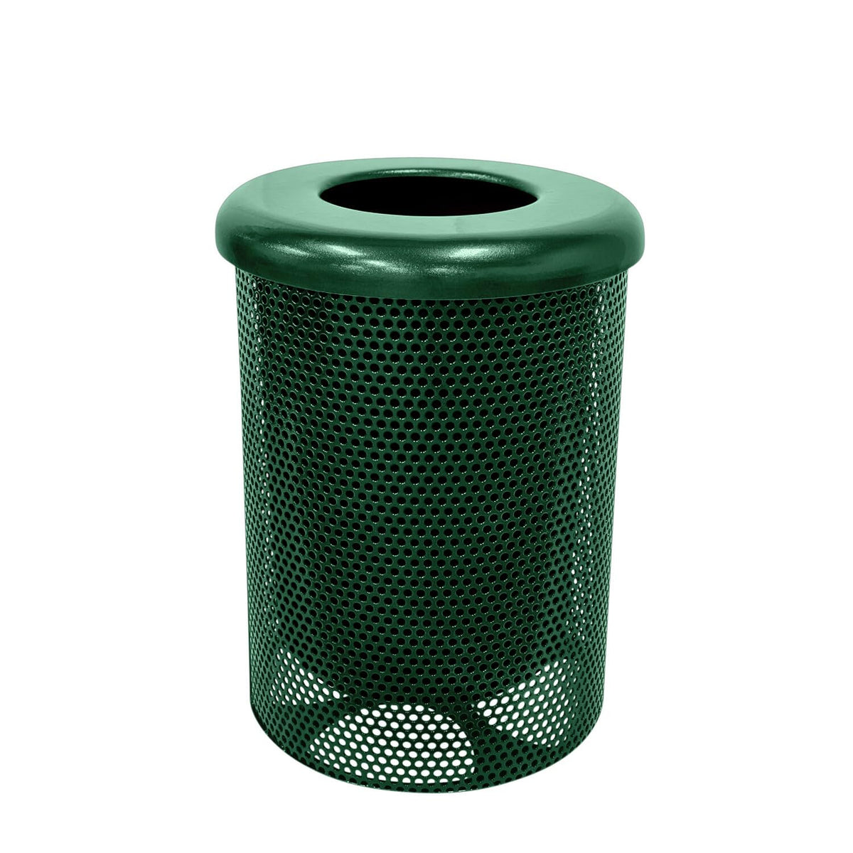 COATEDOUTDOORFURNITURE RFT-P-GRN Heavy Duty Round Trash Receptacle with Flat Top, Liner Included