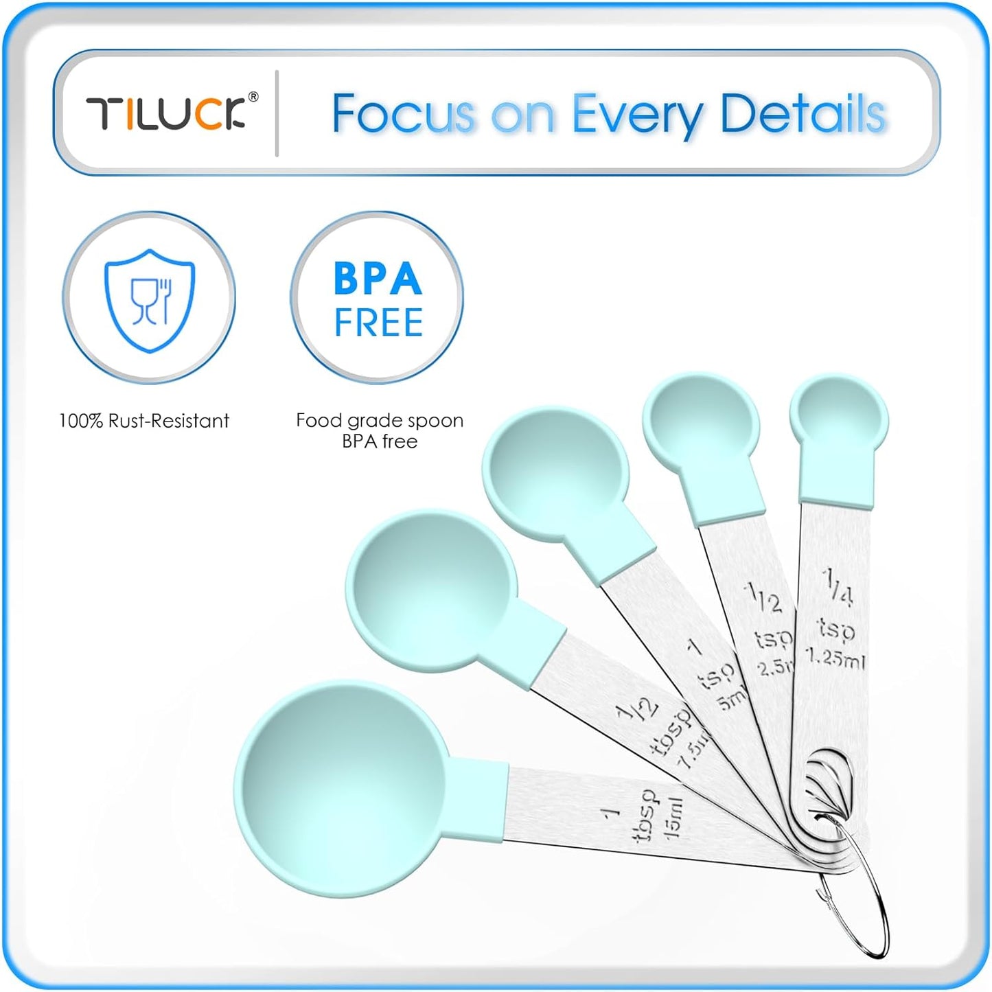 TILUCK Measuring Cups & Spoons Set, Stackable Cups and Spoons, Nesting Measure Cups with Stainless